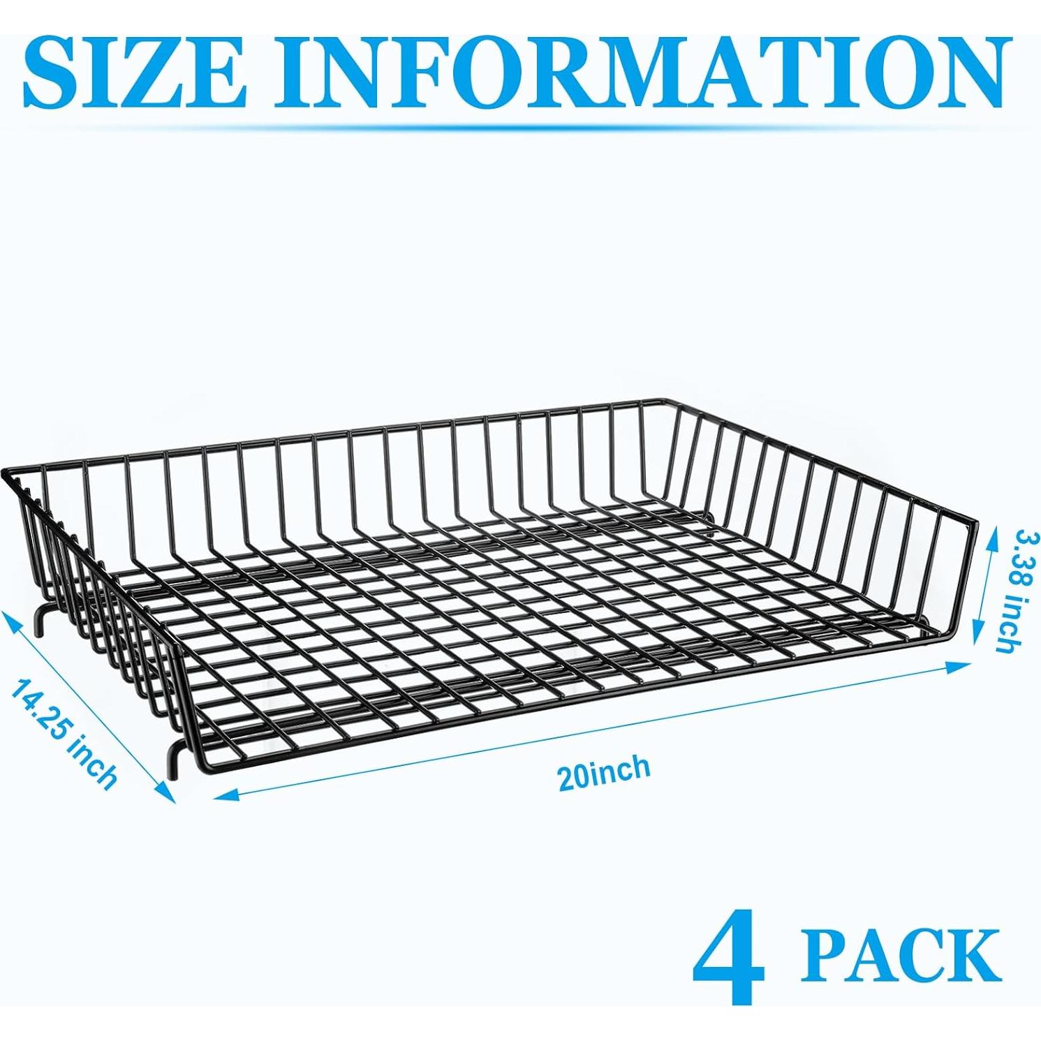 Hicarer 4 Bandejas de Papel de Metal 50 x 36 cm Organizador Negro