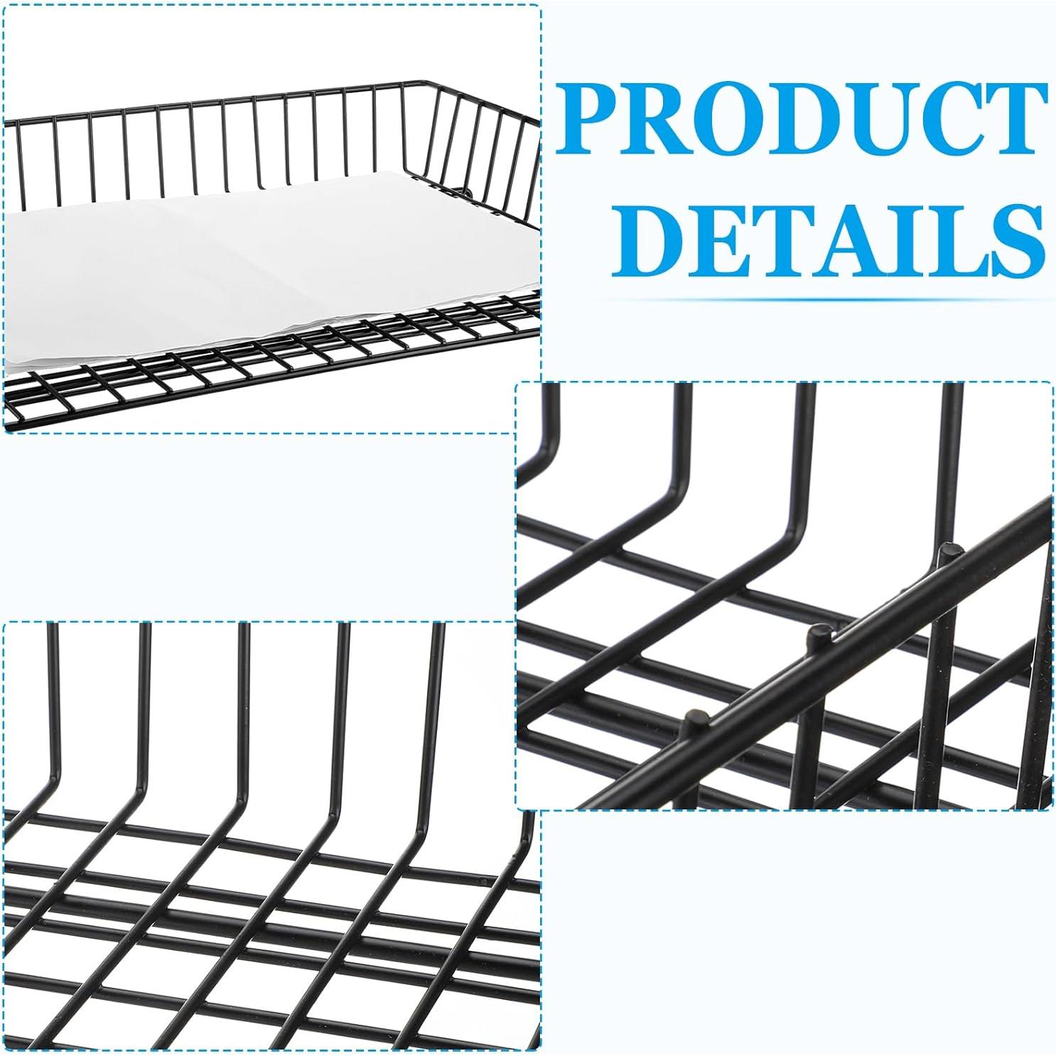 Hicarer 4 Bandejas de Papel de Metal 50 x 36 cm Organizador Negro