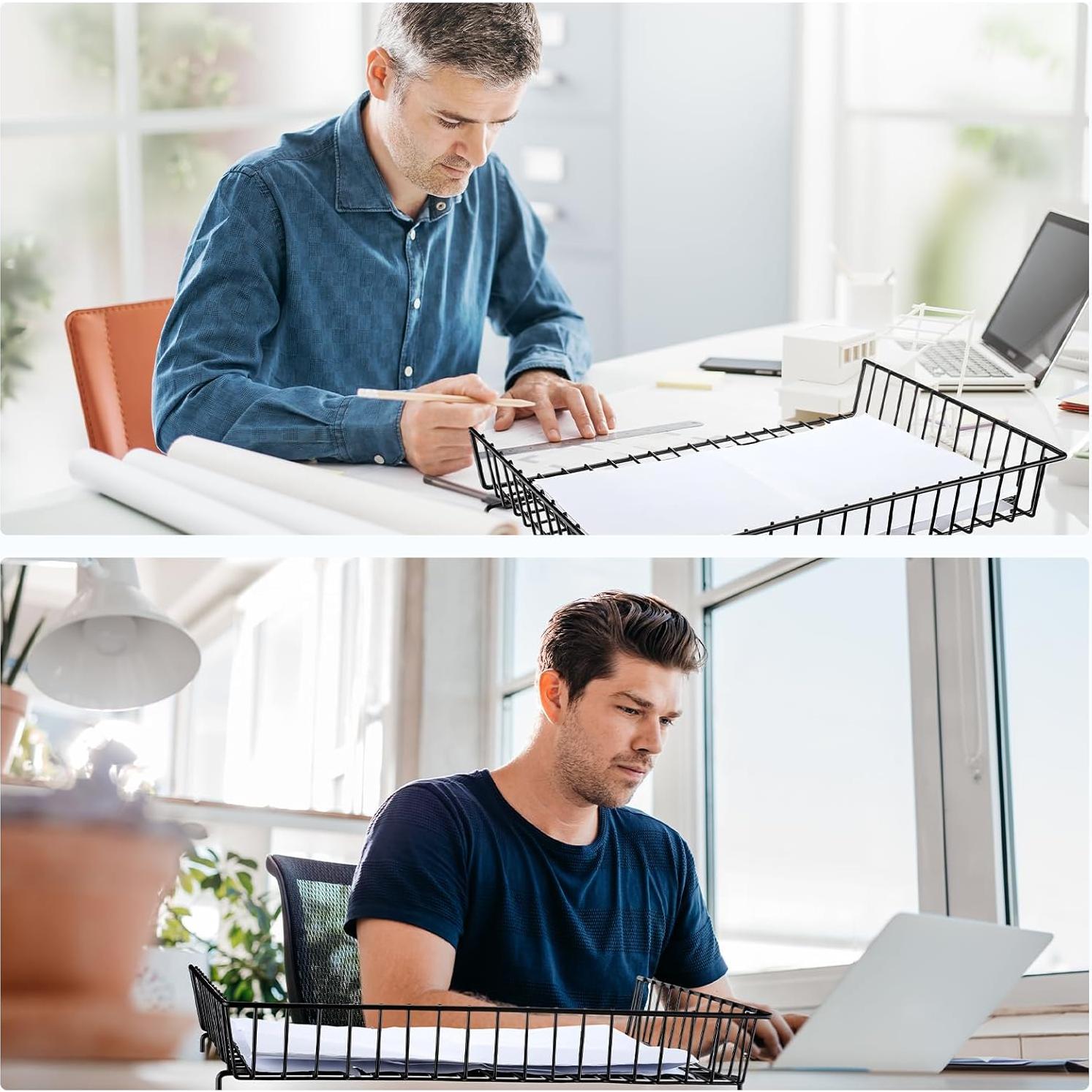 Hicarer 4 Bandejas de Papel de Metal 50 x 36 cm Organizador Negro