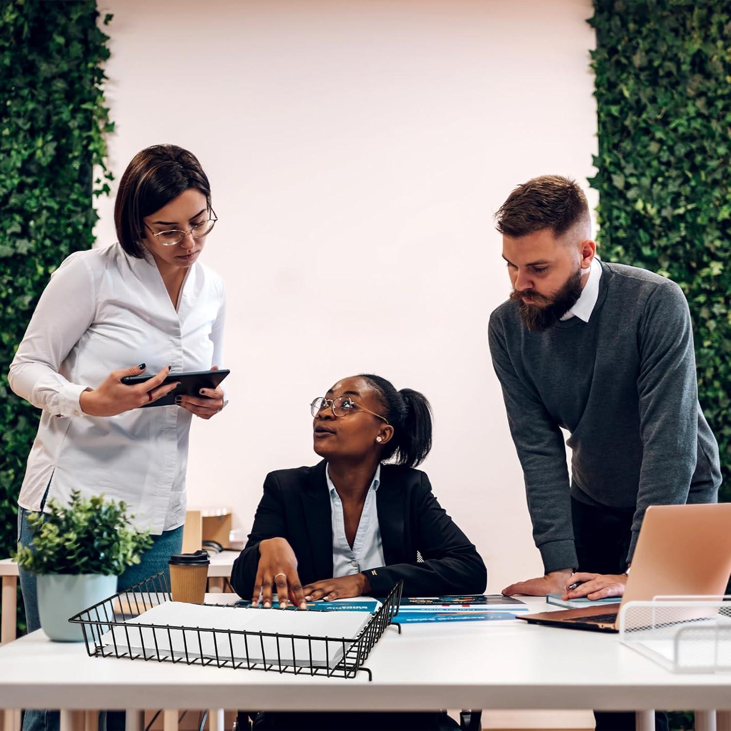 Hicarer 4 Bandejas de Papel de Metal 50 x 36 cm Organizador Negro