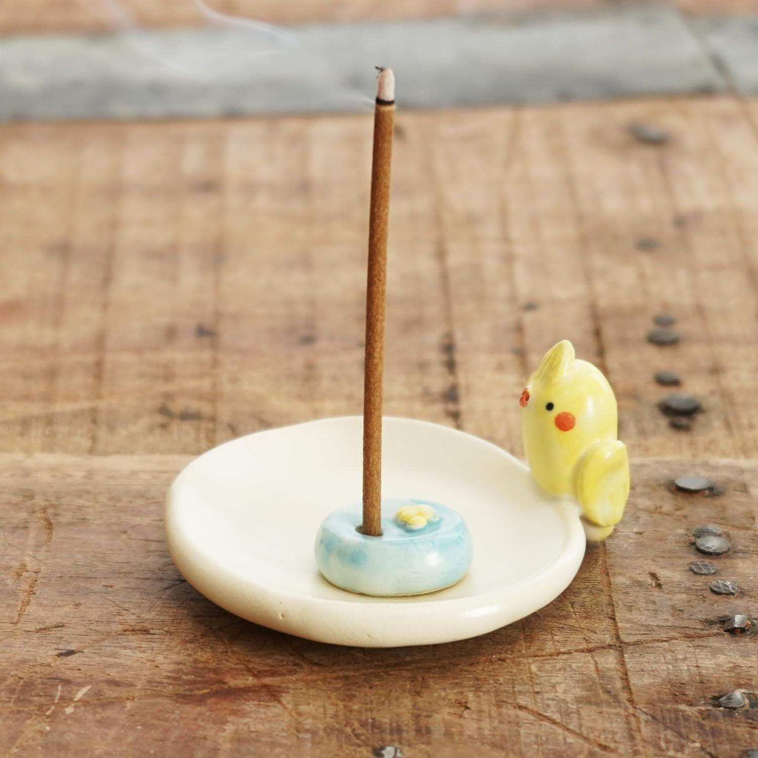 Soporte de Incienso Cerámica COTONOHA Cacatúa Redondo 6.86cm