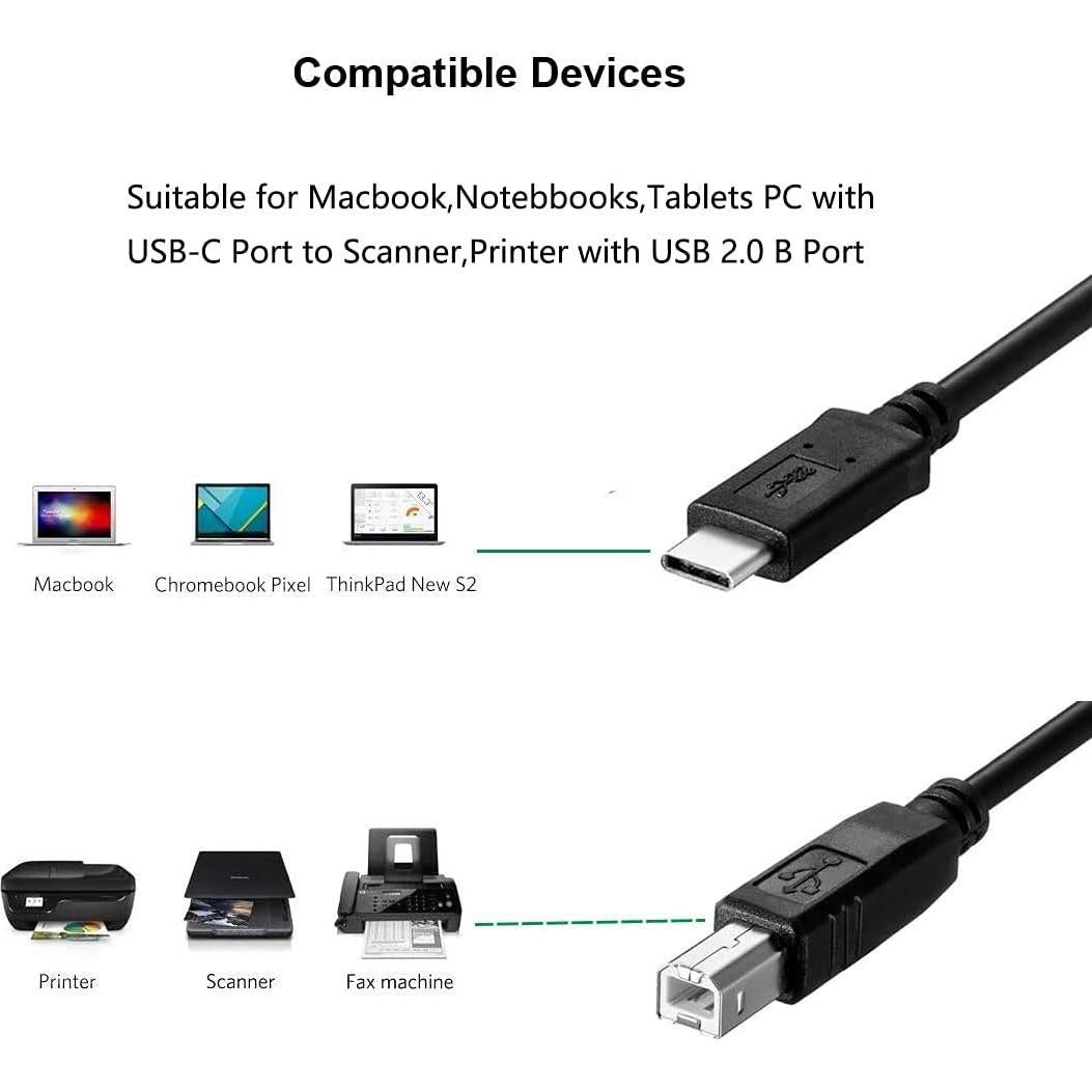 Cable USB-C a USB Tipo B Storel 2m para Impresoras y Laptops