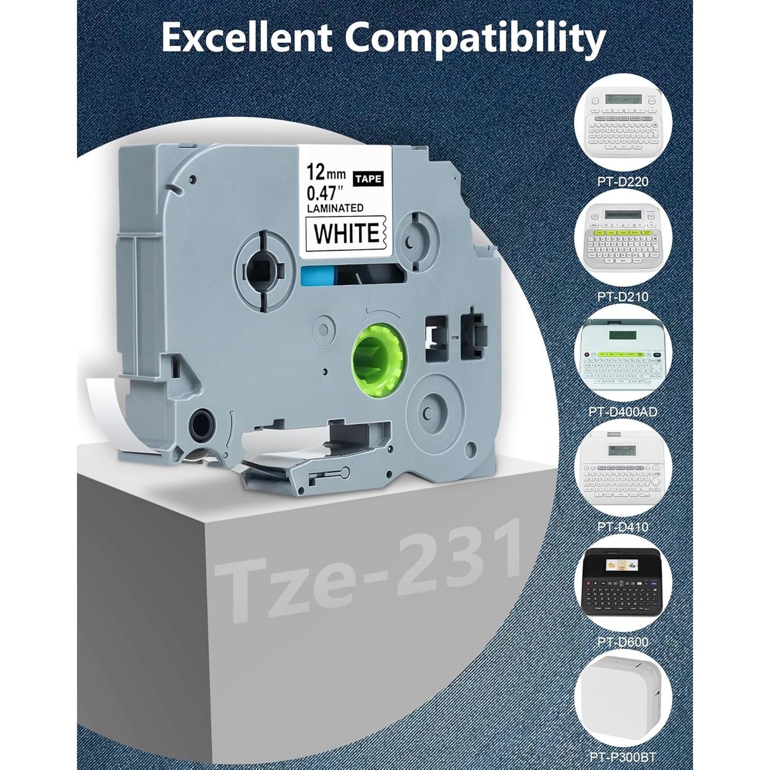 Cinta de Etiquetas Laminadas Brother NFie 12mm Negra sobre Blanca