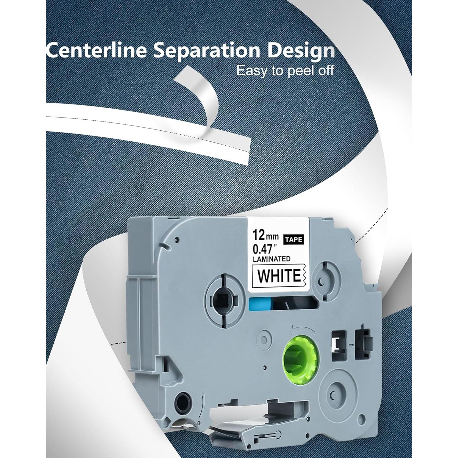 Cinta de Etiquetas Laminadas Brother NFie 12mm Negra sobre Blanca