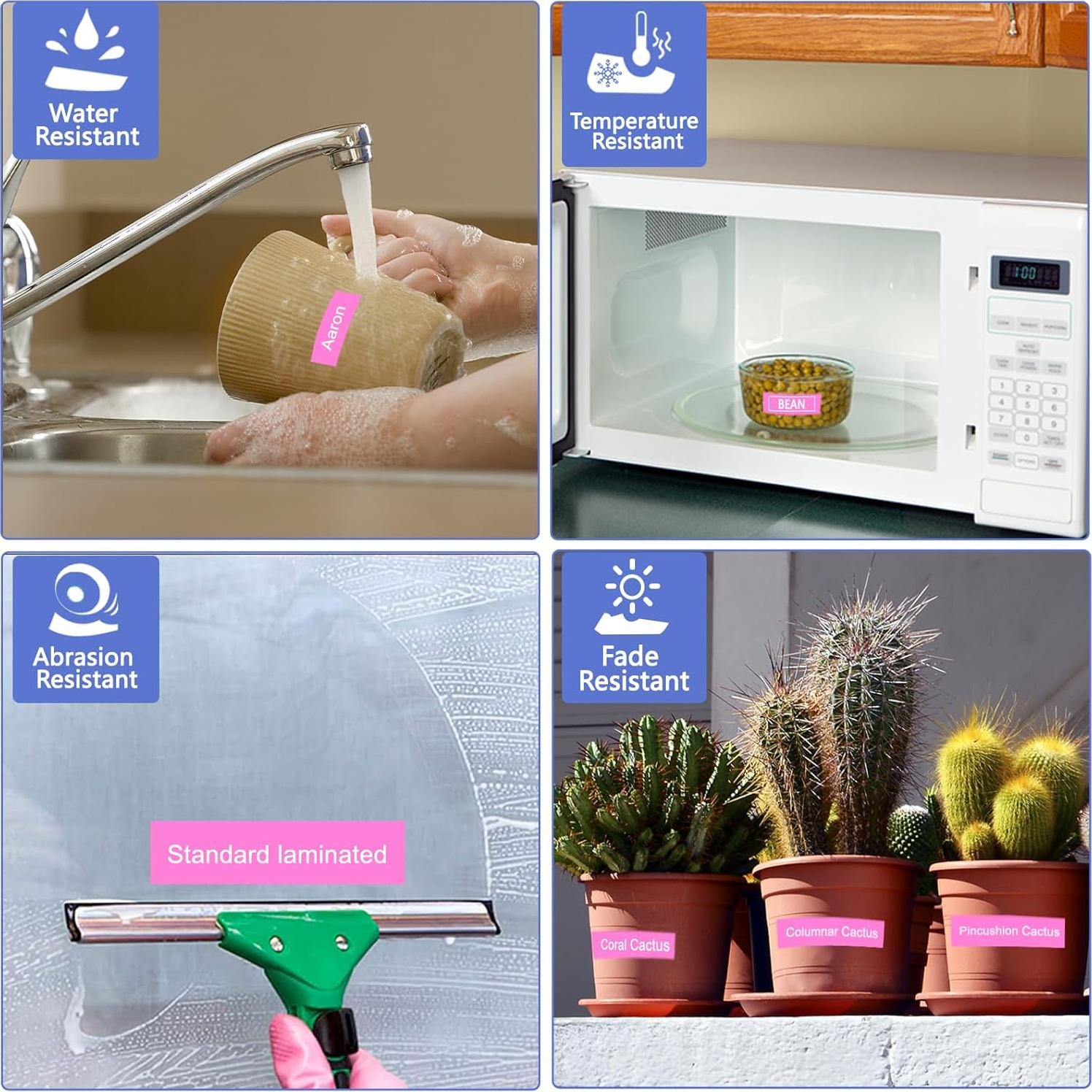 Cinta de Etiqueta Laminada Greencycle TZe-MQP35 12mm Rosa Berry