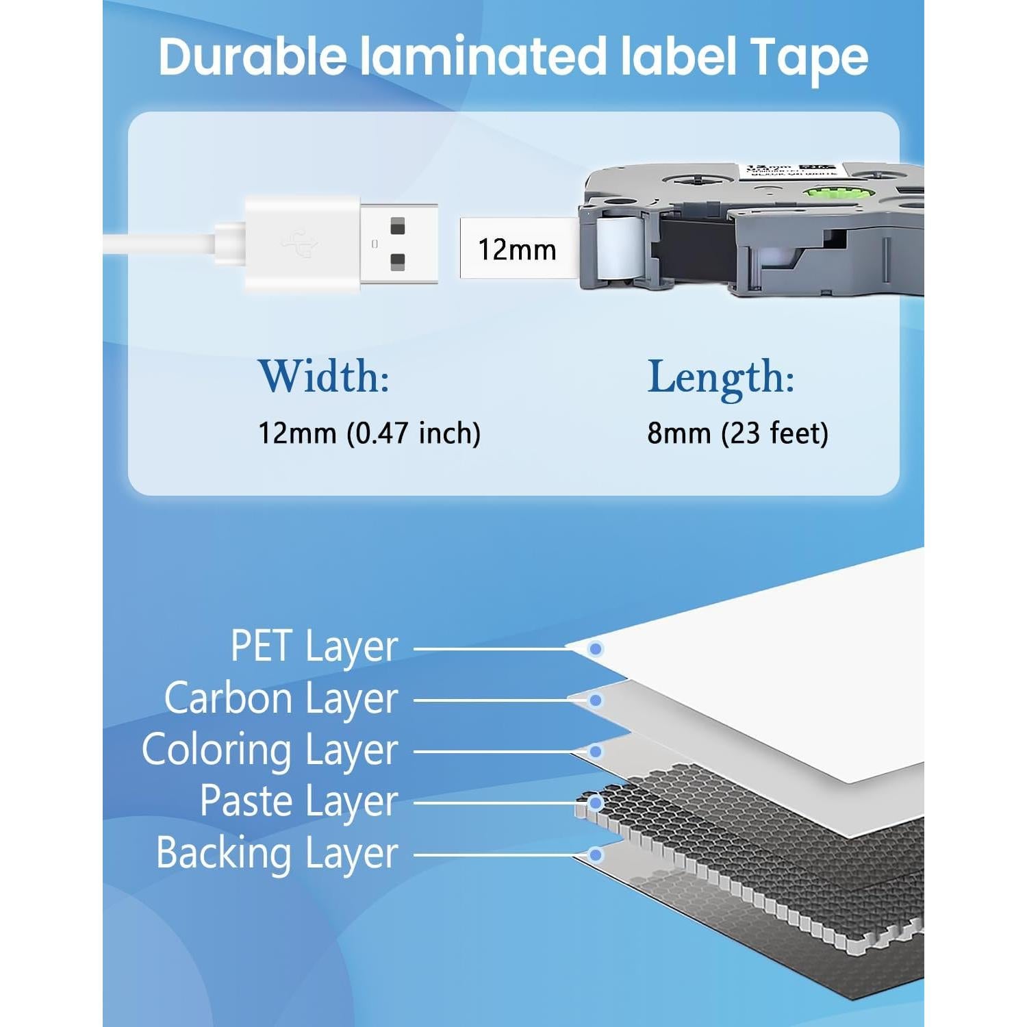 Paquete de 6 Cintas de Etiquetas HEWIN TZe 12mm Multicolor