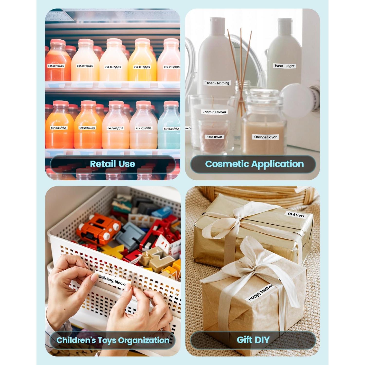 Cinta de Etiqueta Laminada 12mm Labelife TZe231 Negra Blanca 4-Pack