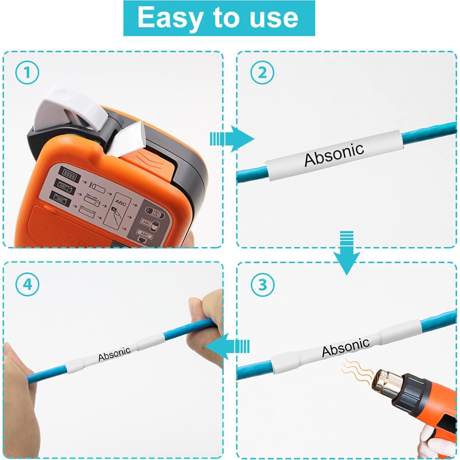 Cinta de Etiqueta Termocontraíble Absonic HSE-211 6mm 3-Pack