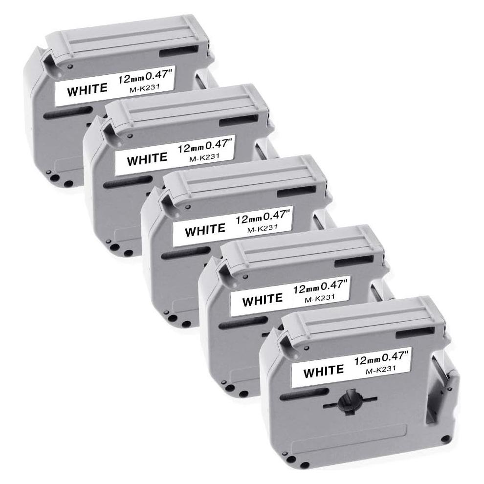 Cinta de Etiqueta Freshworld M-K231 12mm Negro sobre Blanco 5 Pack