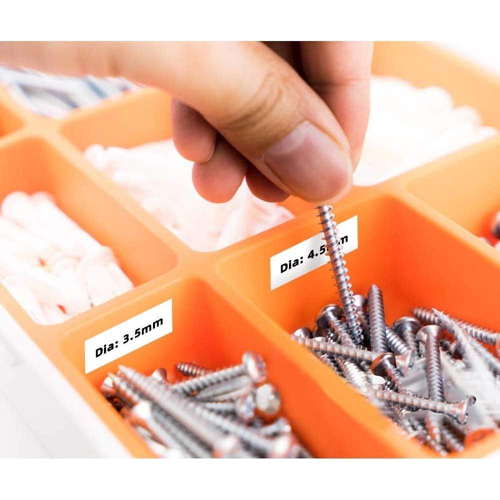 Cinta de Etiqueta Freshworld M-K231 12mm Negro sobre Blanco 5 Pack