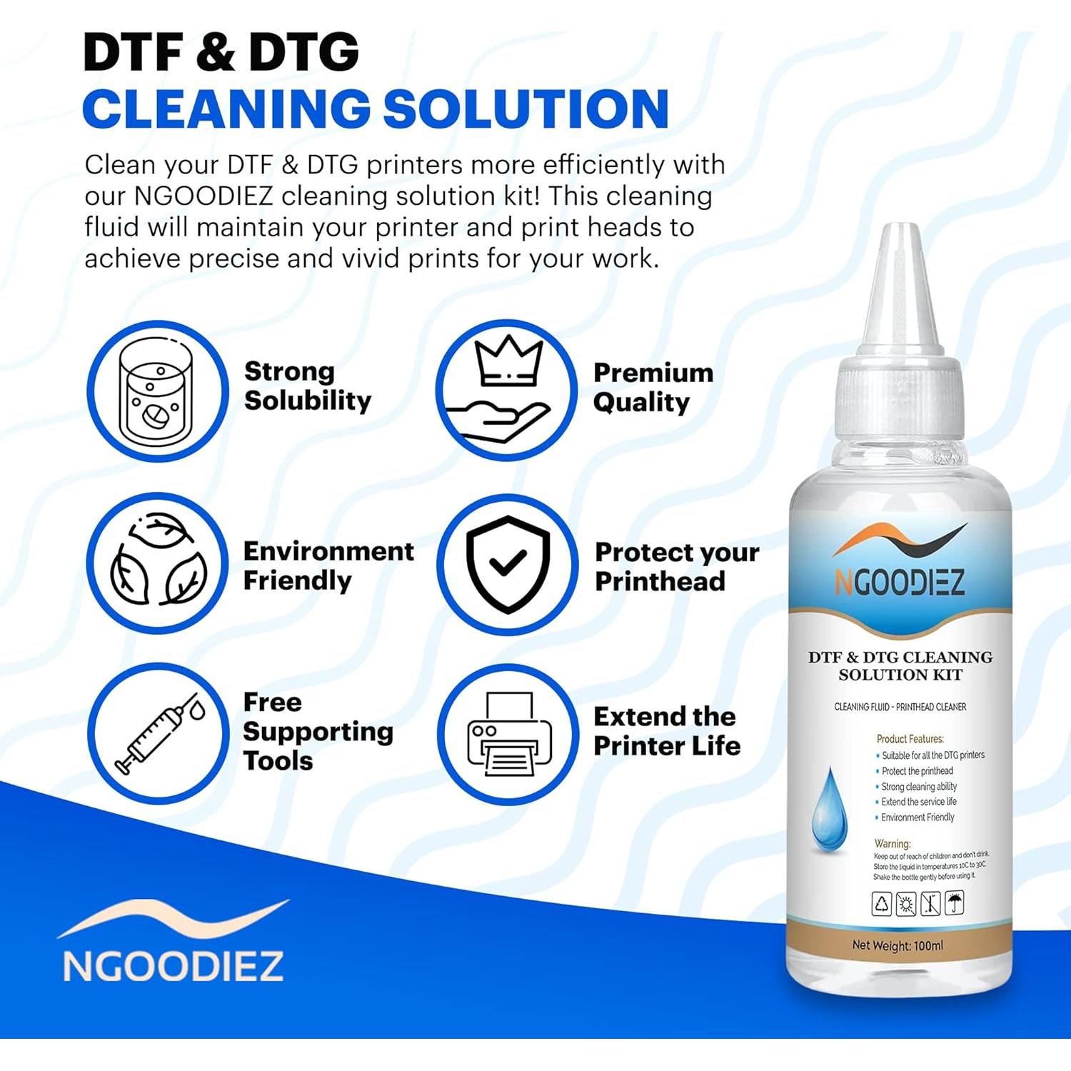 Kit de Limpieza de Cabezal NGOODIEZ 250ml para Impresoras Epson, HP, Brother, Canon