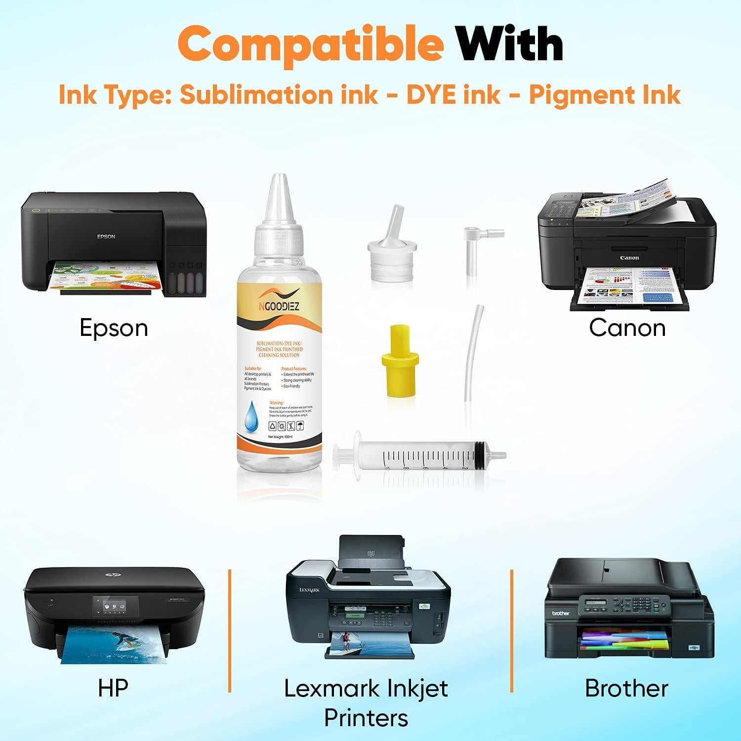 Kit de Limpieza de Cabezal NGOODIEZ 250ml para Impresoras Epson, HP, Brother, Canon