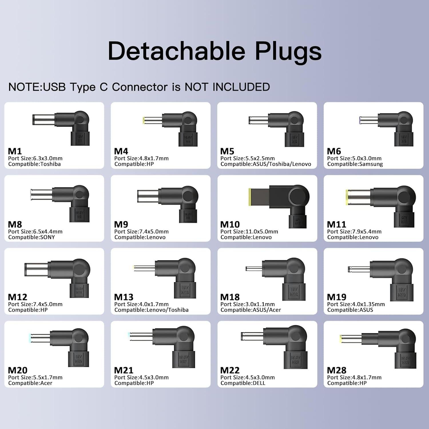 Cargador Universal WENYAA 90W para Laptop con 16 Puntas