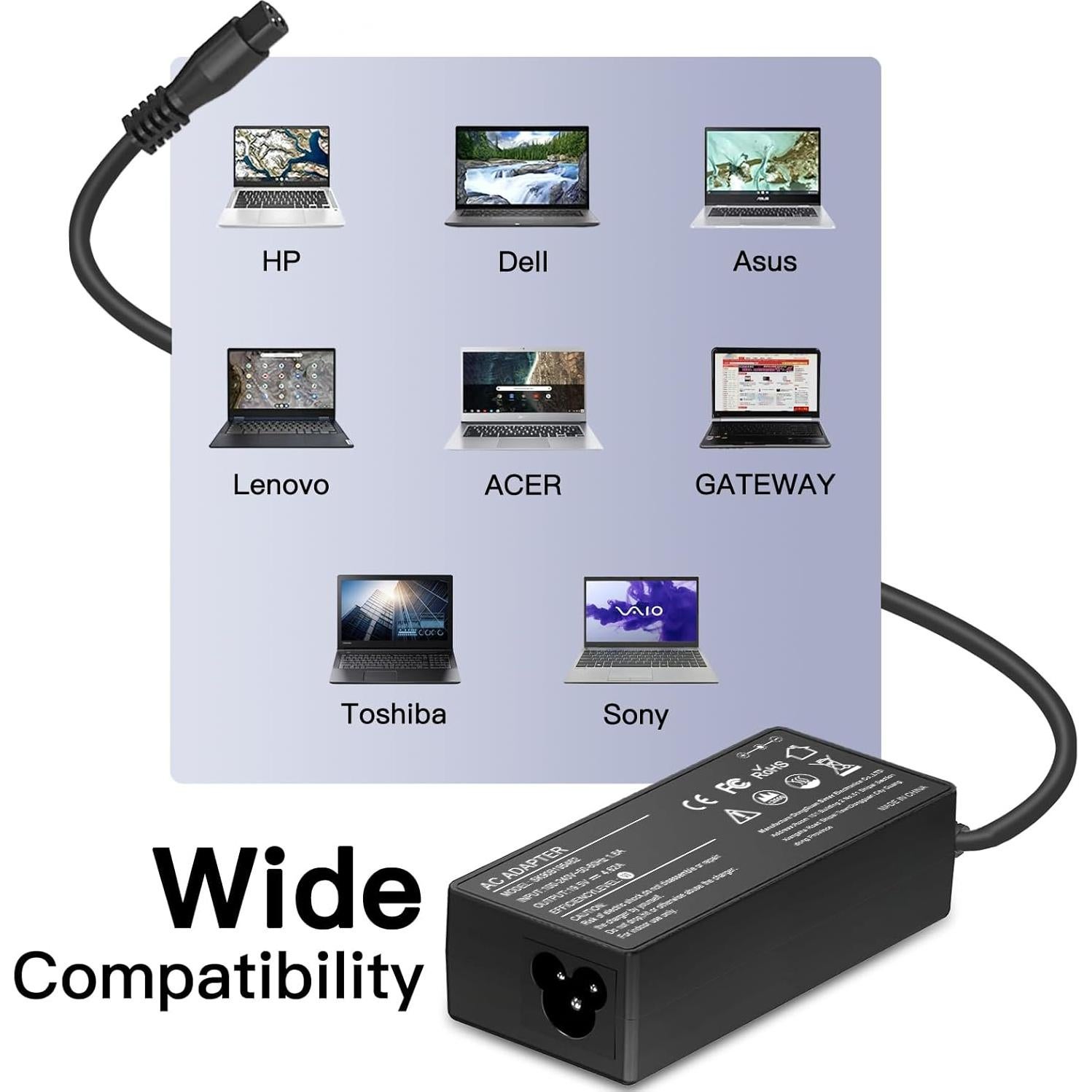 Cargador Universal WENYAA 90W para Laptop con 16 Puntas