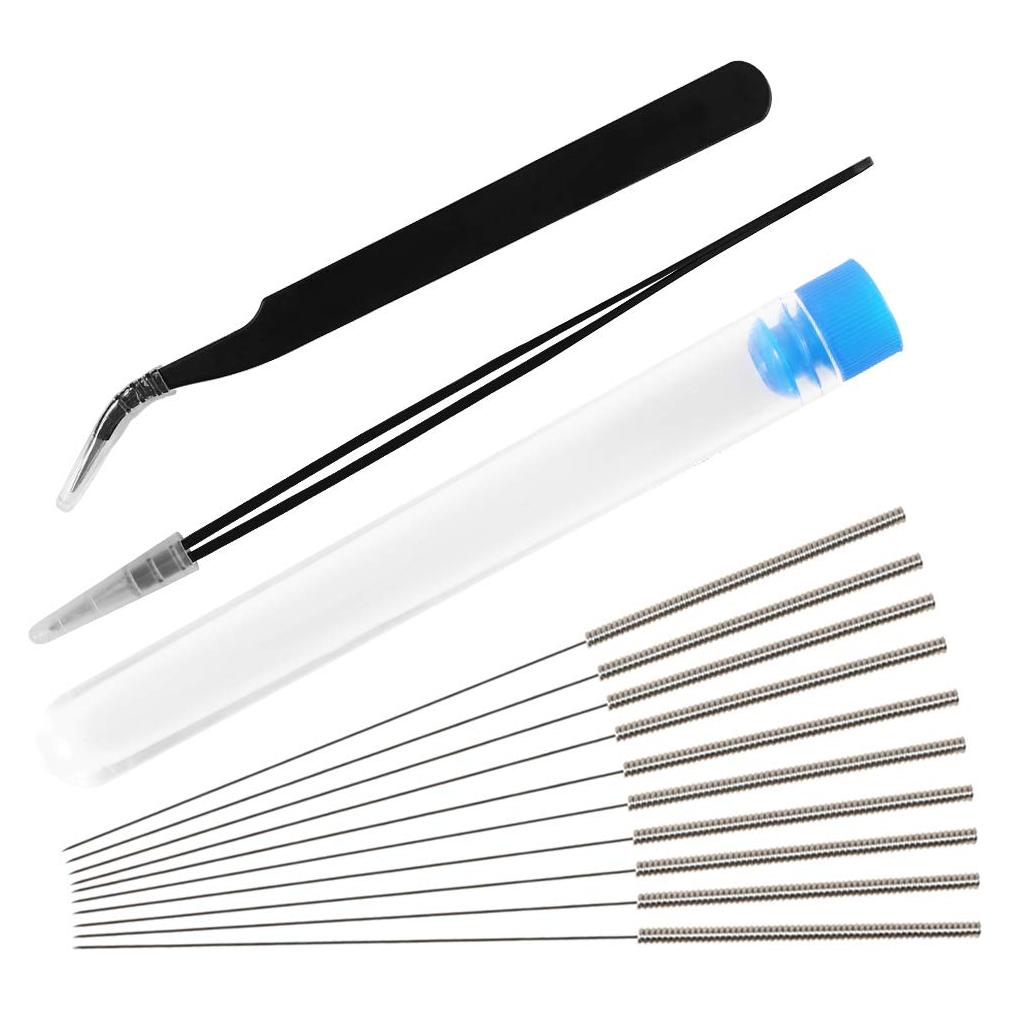Kit de Limpieza de Boquillas Aokin 13 Pcs - Agujas 0.4mm y Pinzas