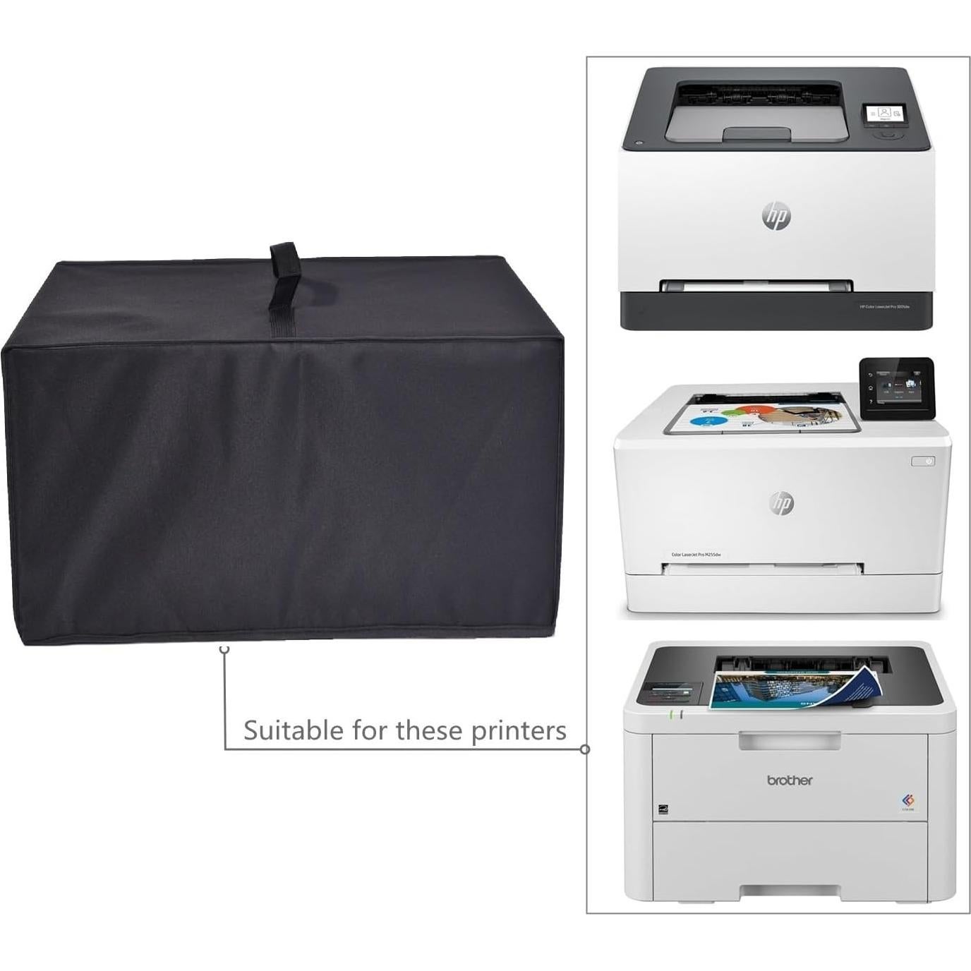 Cubierta para impresora HP Color Laserjet Pro y Brother - Negro
