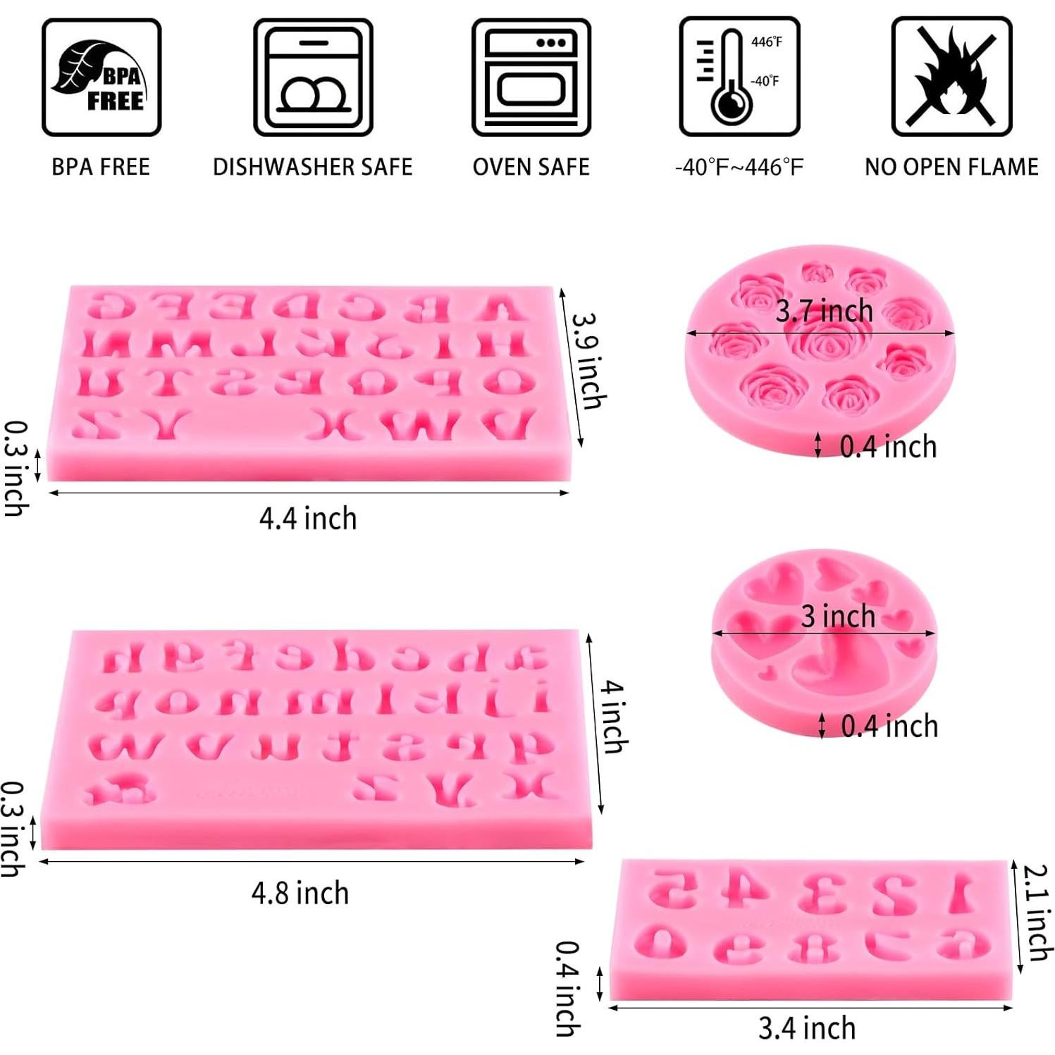 Moldes de Silicona para Letras y Números CLUEWR 5 Pcs