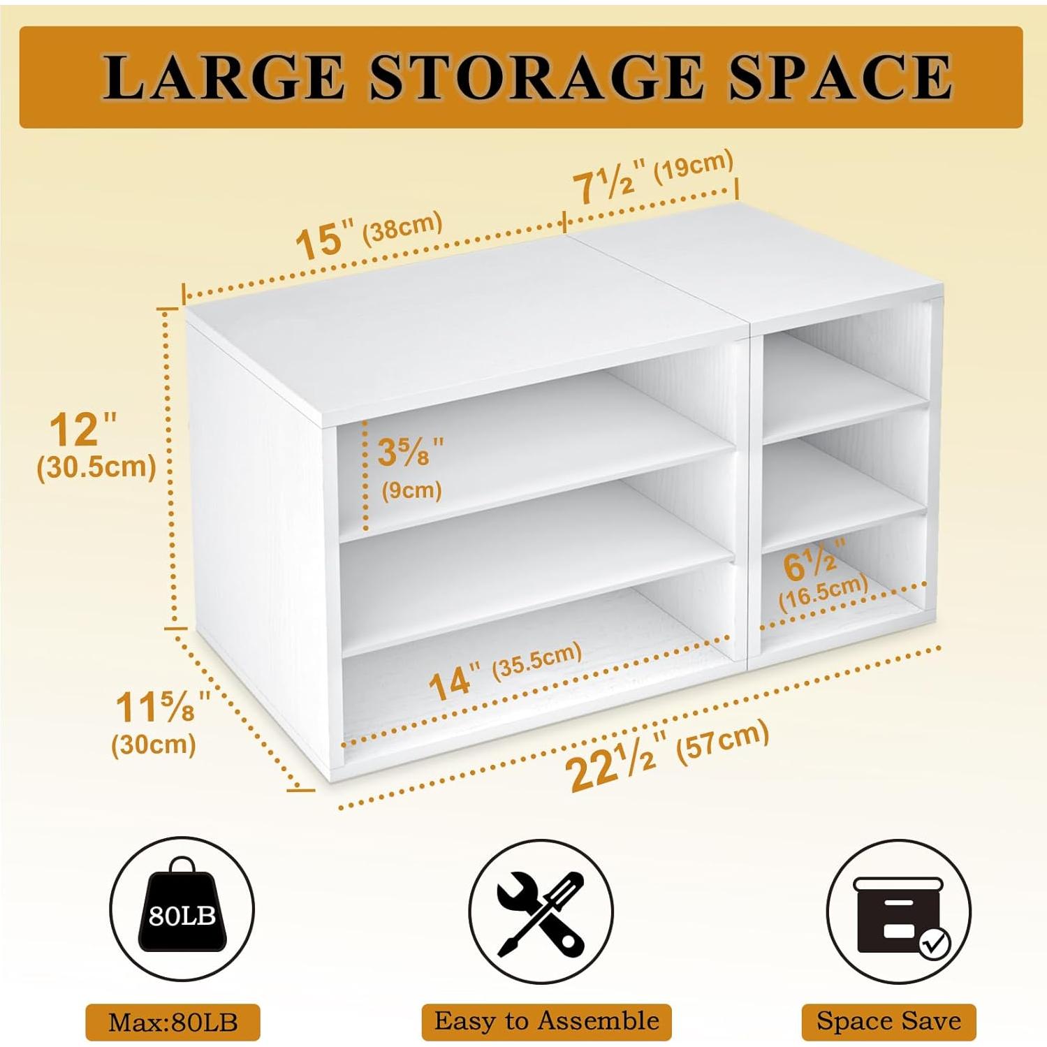 Soporte para Impresora MARTY Grande con 6 Compartimentos Blanco