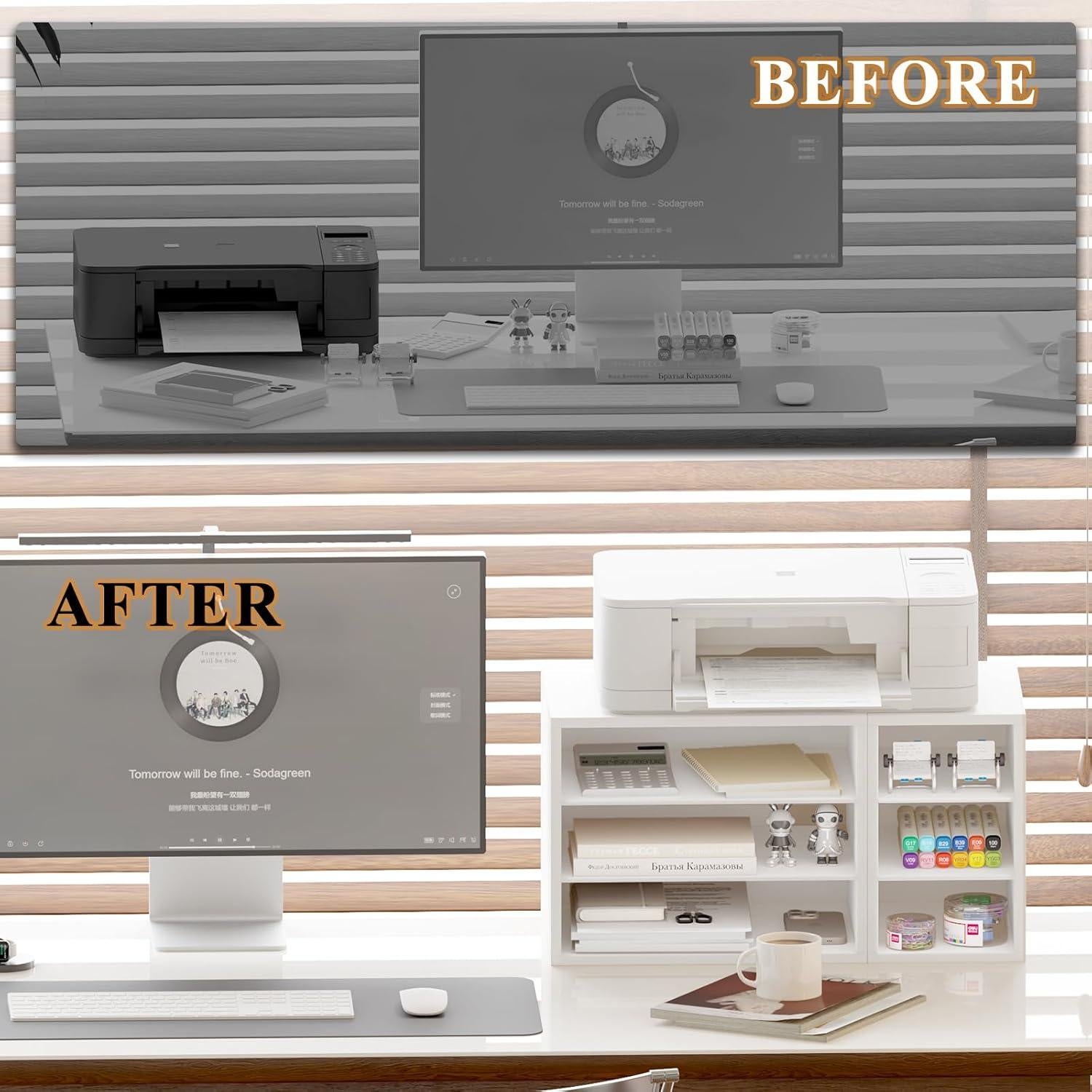 Soporte para Impresora MARTY Grande con 6 Compartimentos Blanco