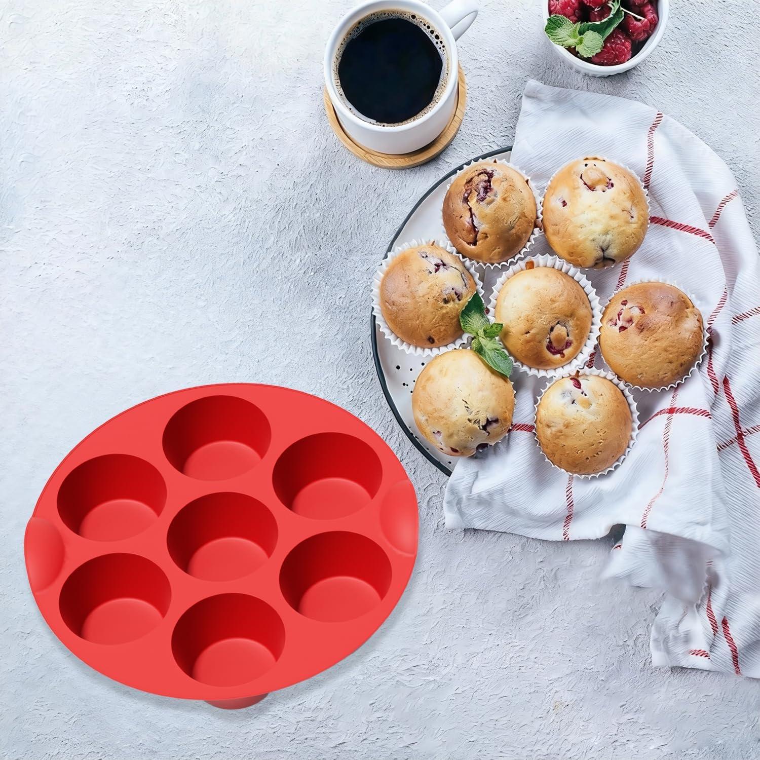 Moldes de Silicona para Muffins Saphe, 7 Tazas, Antiadherentes