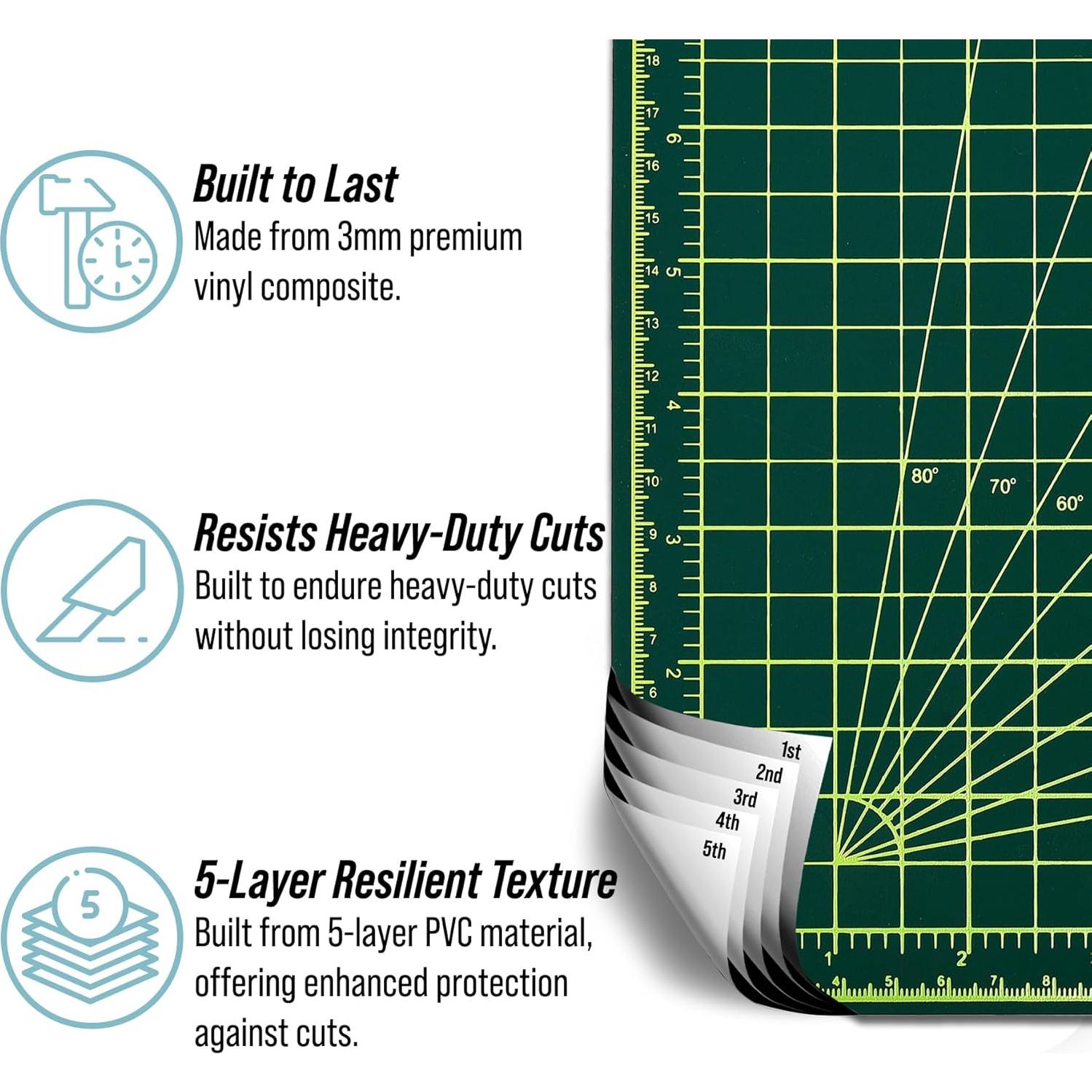 Tabla de Corte Reversible Adir 18x24" Verde/Negro PVC