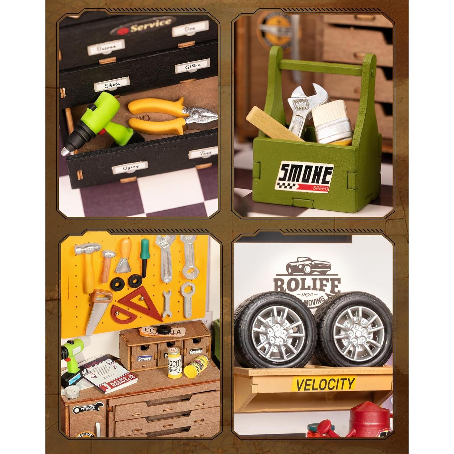 Rolife Kit Casa Miniatura DIY Taller de Garaje 23.9x14.7cm