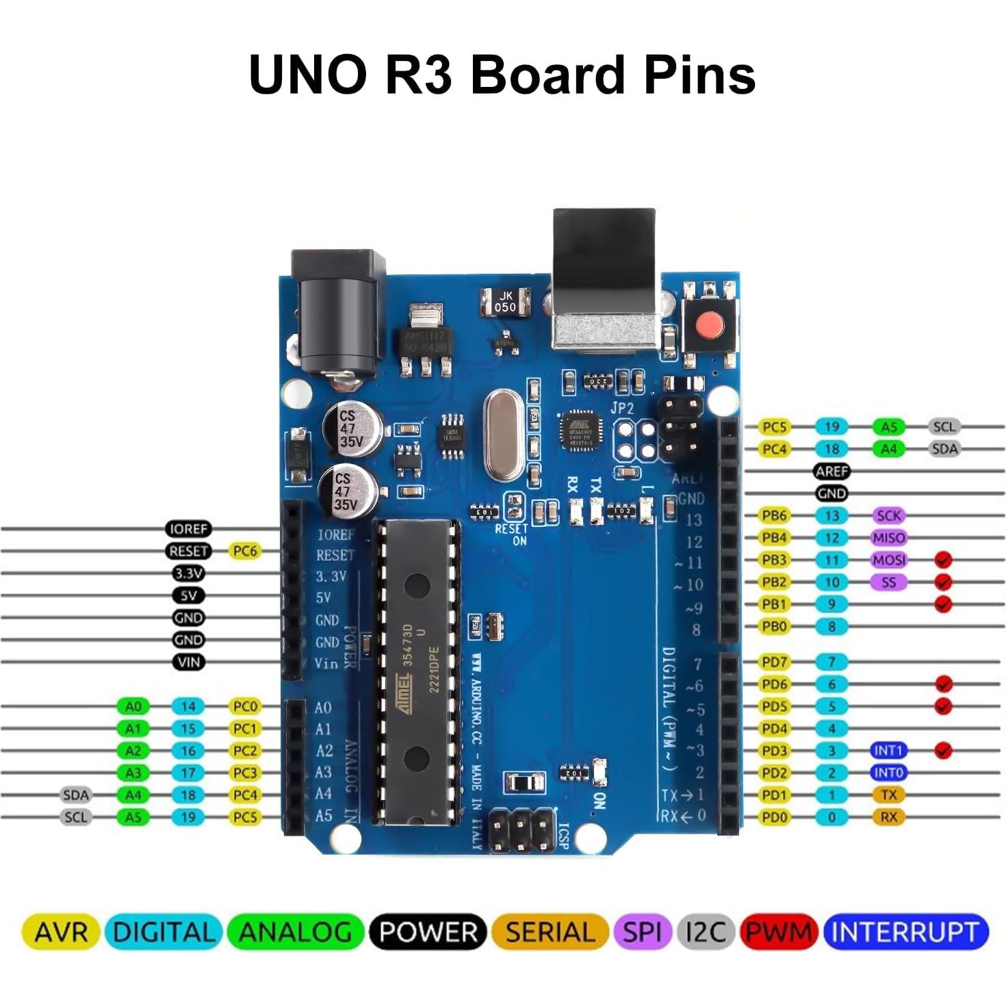 Placa de Desarrollo R3 AYWHP ATmega328P 2KB EEPROM USB