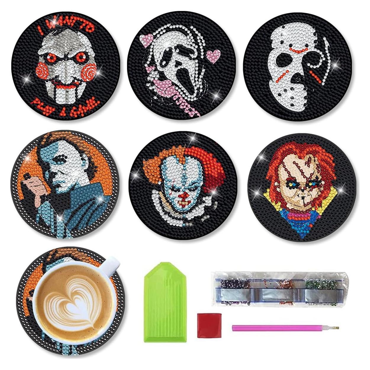 Kits de Posavasos de Pintura de Diamante Bysincy Halloween