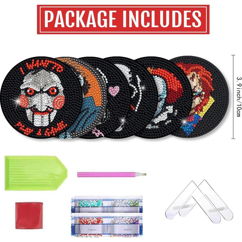Kits de Posavasos de Pintura de Diamante Bysincy Halloween