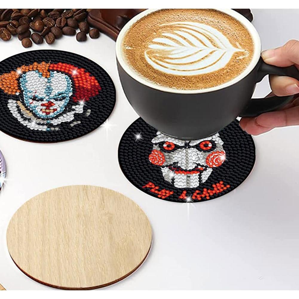 Kits de Posavasos de Pintura de Diamante Bysincy Halloween