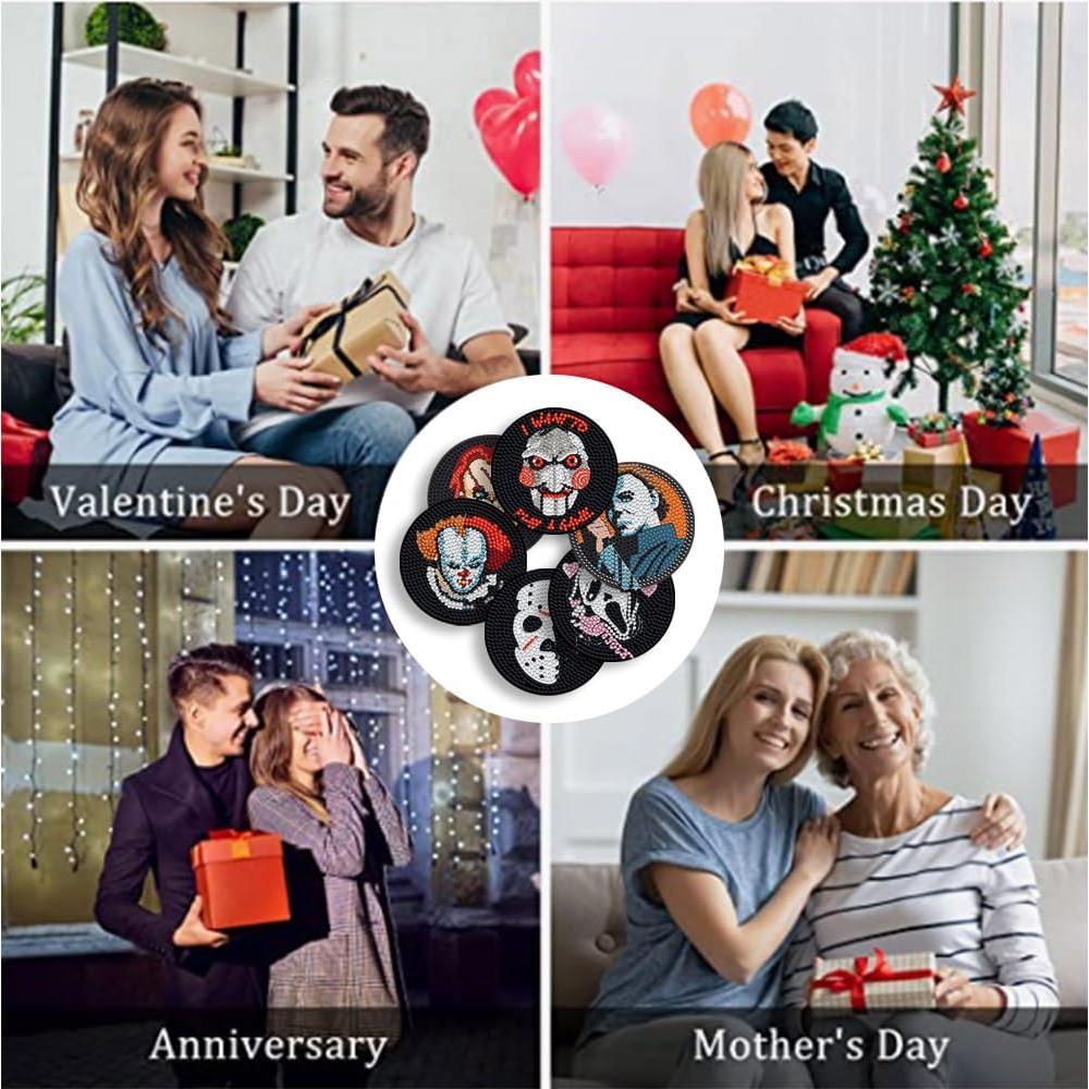 Kits de Posavasos de Pintura de Diamante Bysincy Halloween