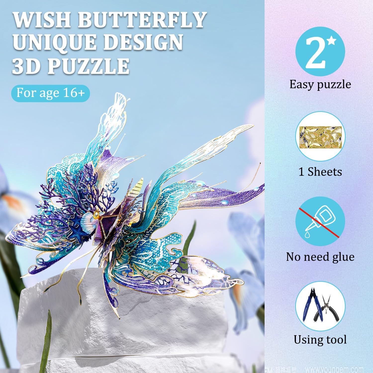 Rompecabezas 3D de Metal Microworld Mariposa Amistad