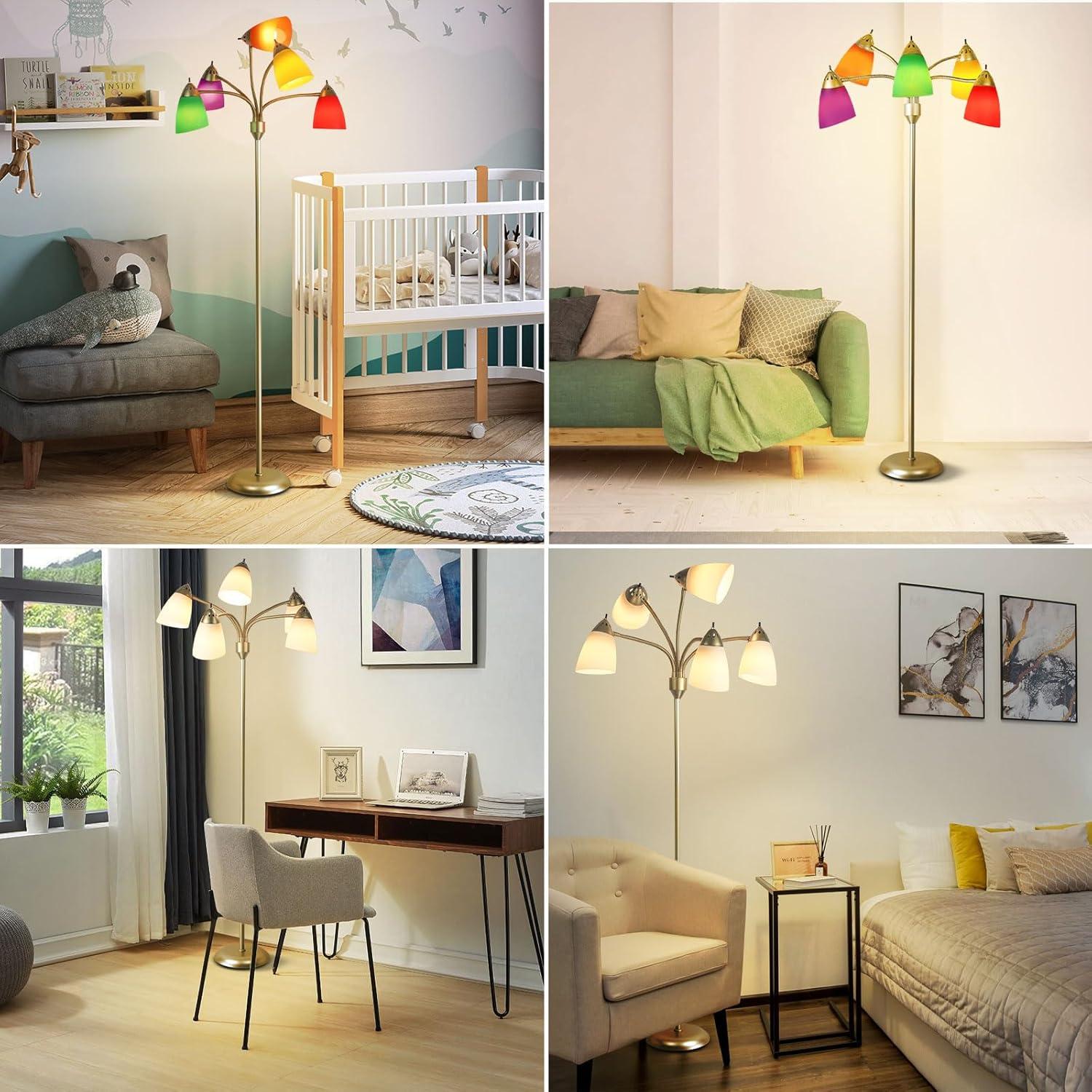 Lámpara de Pie DINGLILIGHTING 5 Luces Dorada Ajustable