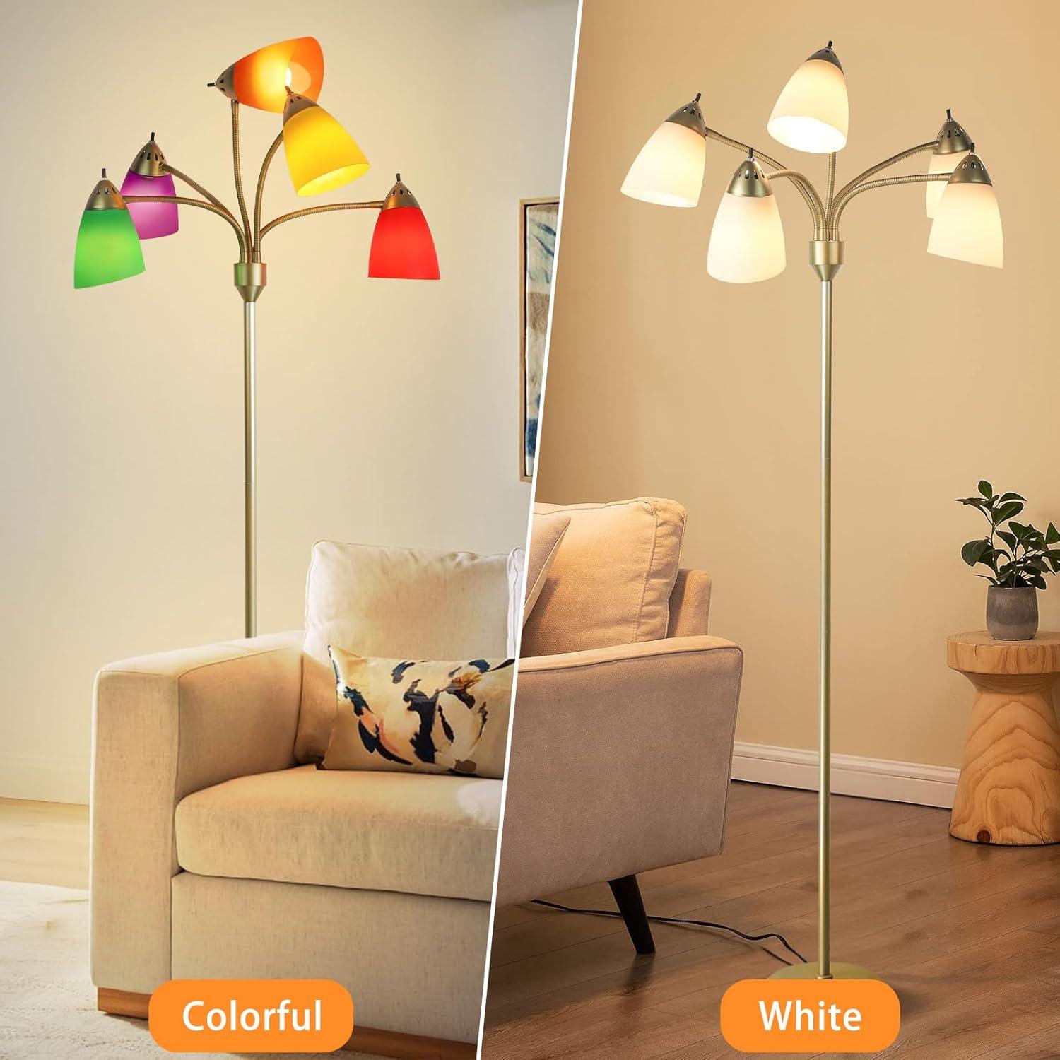 Lámpara de Pie DINGLILIGHTING 5 Luces Dorada Ajustable