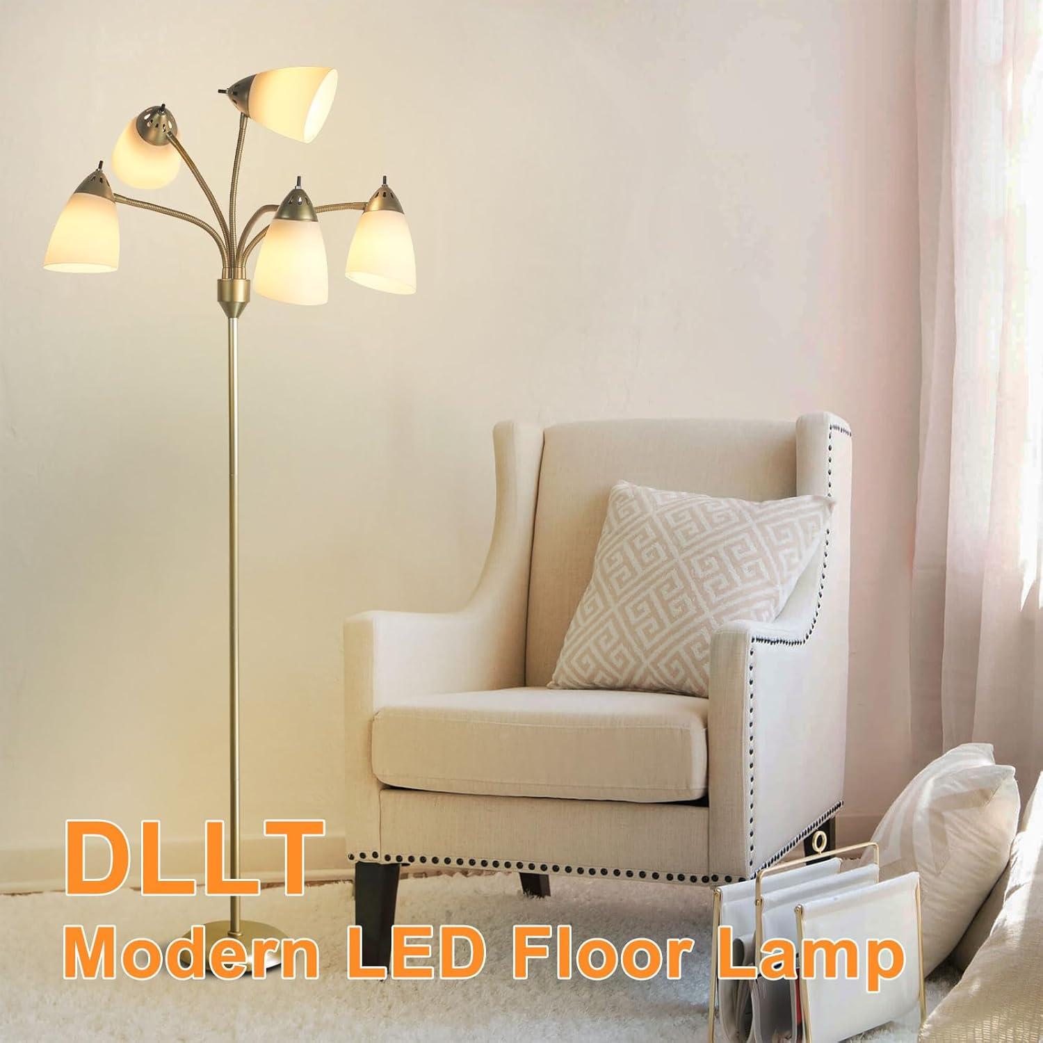 Lámpara de Pie DINGLILIGHTING 5 Luces Dorada Ajustable