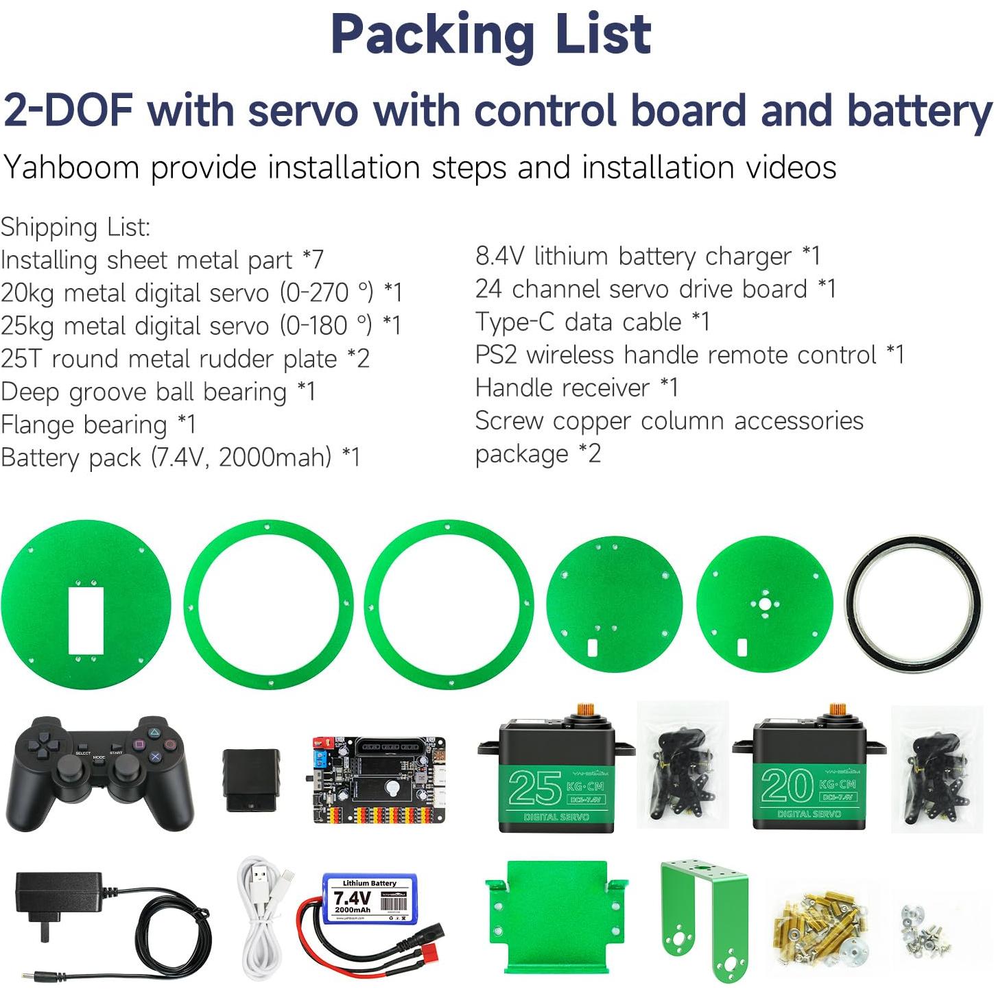 Kit Pan-Tilt Servo 2DOF Yahboom para Robot DIY - Metal 20KG