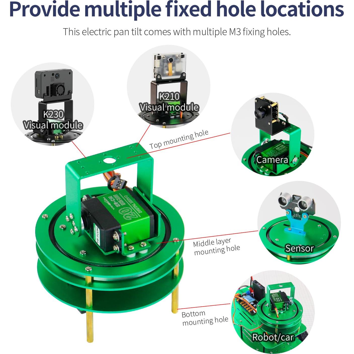 Kit Pan-Tilt Servo 2DOF Yahboom para Robot DIY - Metal 20KG