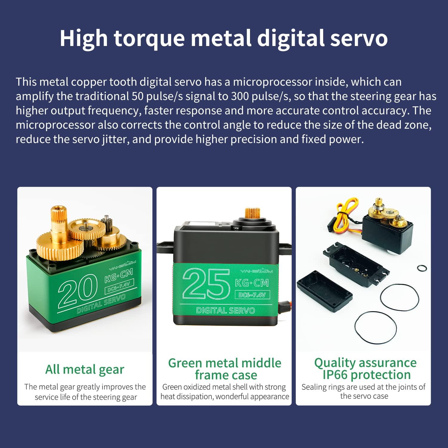 Kit Pan-Tilt Servo 2DOF Yahboom para Robot DIY - Metal 20KG