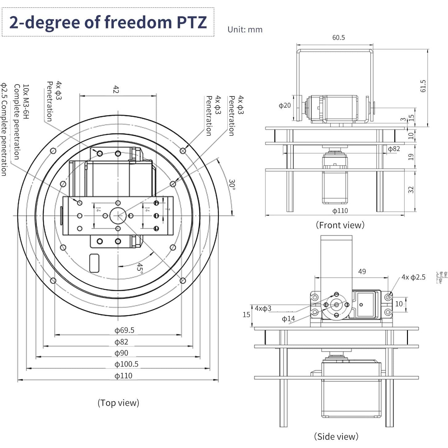 Kit Pan-Tilt Servo 2DOF Yahboom para Robot DIY - Metal 20KG