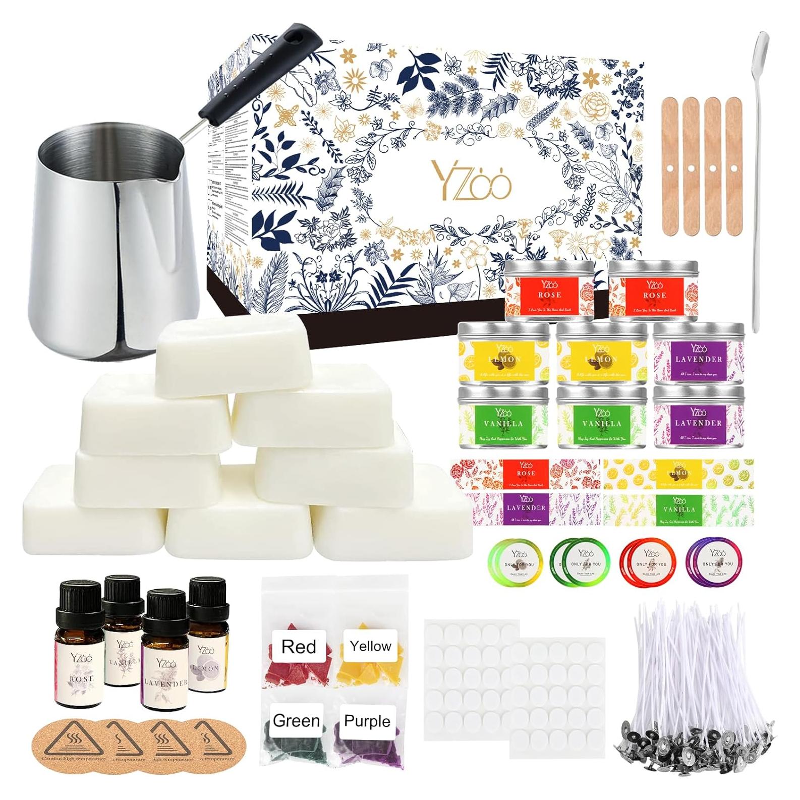 Kit Completo de Fabricación de Velas Yzoo 480g Cera Soja DIY