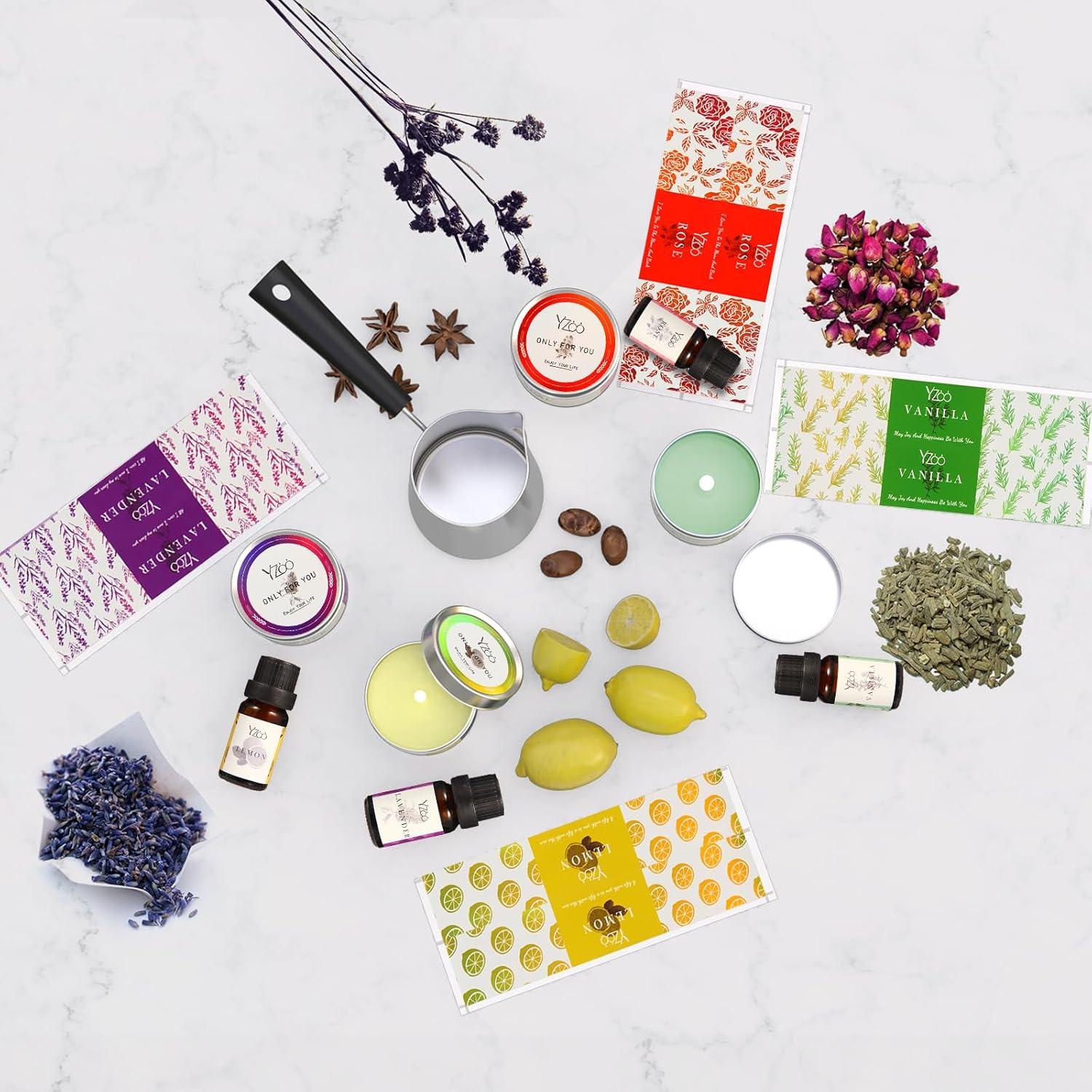 Kit Completo de Fabricación de Velas Yzoo 480g Cera Soja DIY