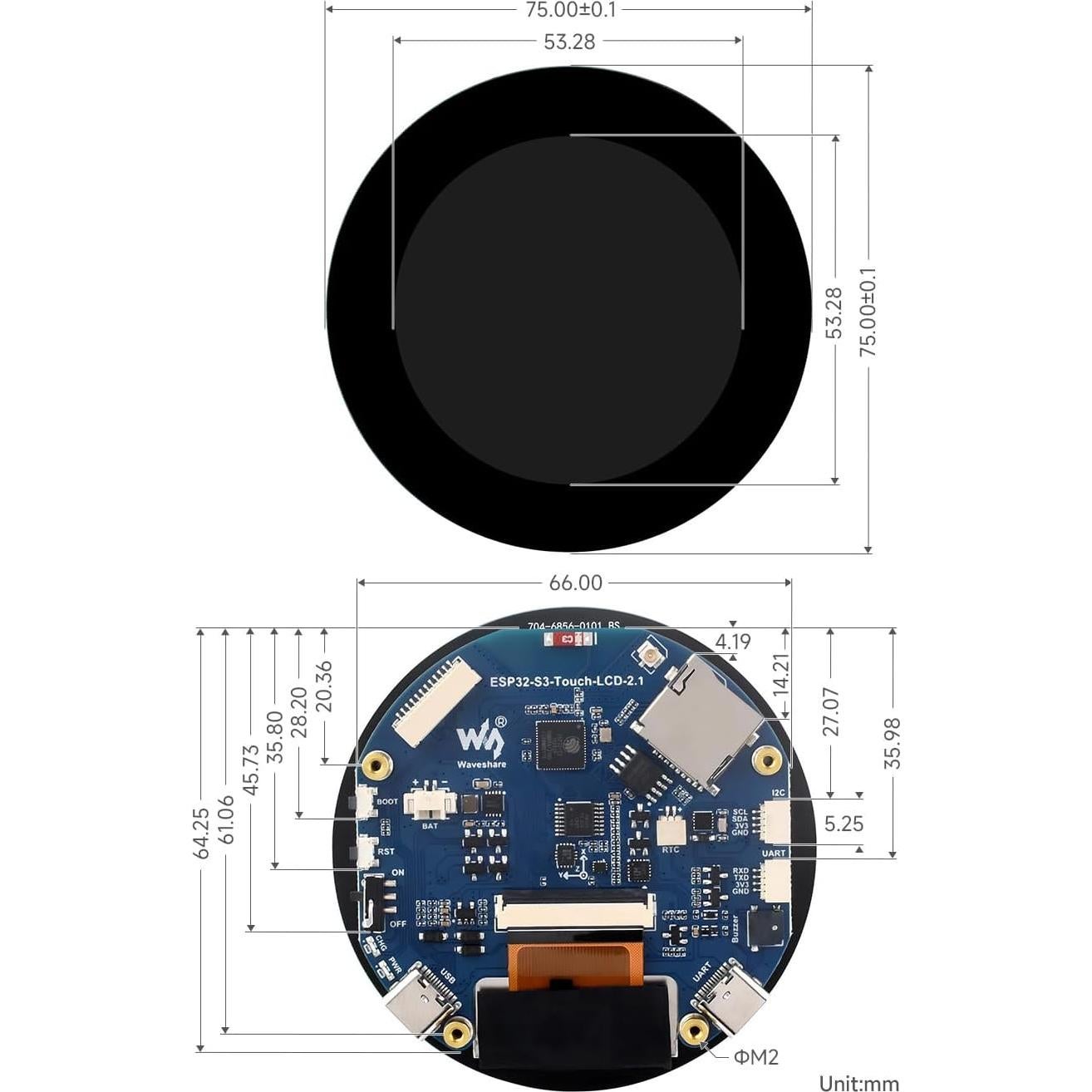 Pantalla Táctil Redonda Waveshare ESP32-S3 2.1" 480x480 Wi-Fi BLE