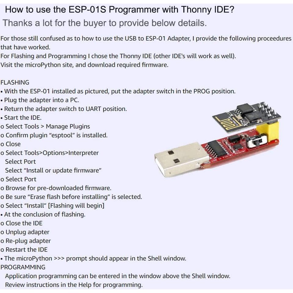 Programador USB a ESP-01S Wishiot 2PCS CH340G 115200 Baud