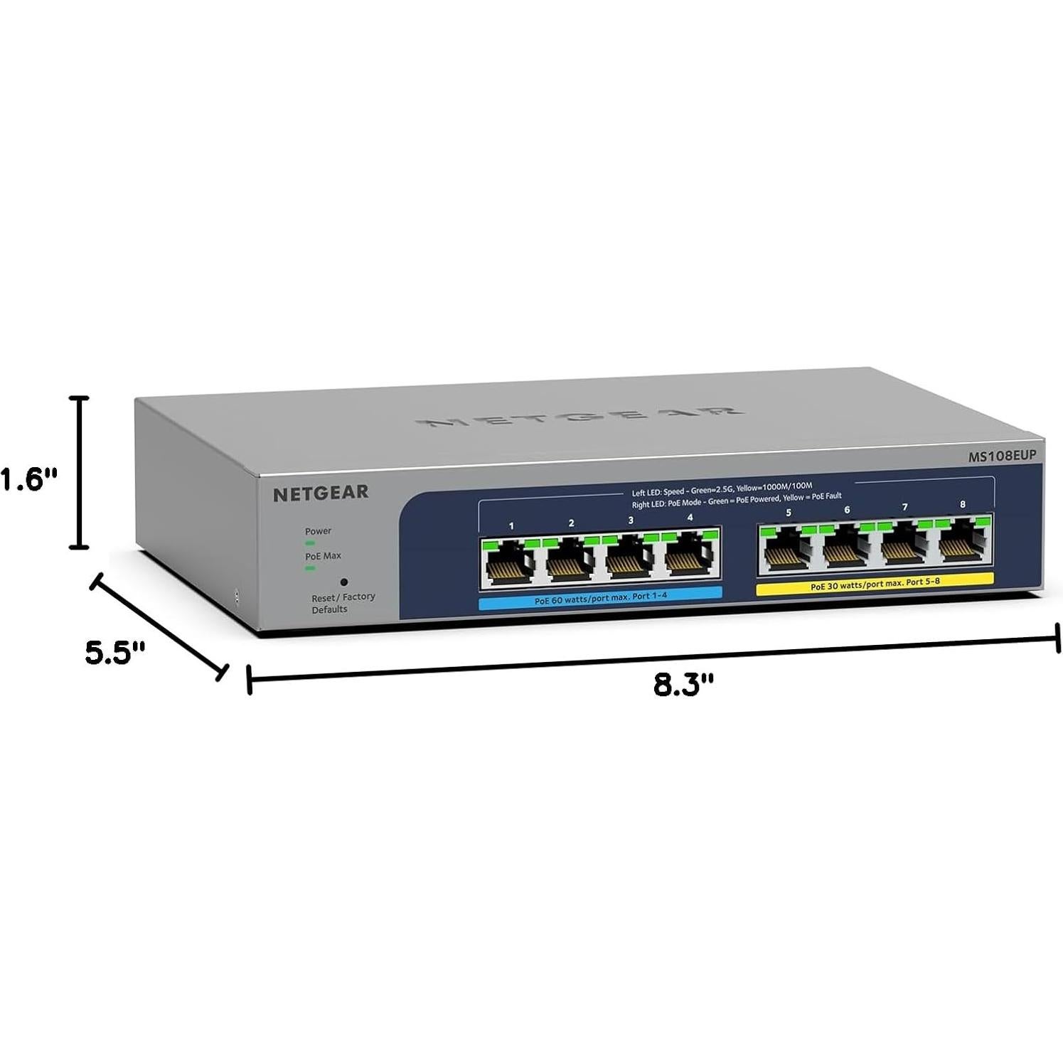 Switch Gestionado NETGEAR MS108EUP 8 Puertos PoE++ 230W