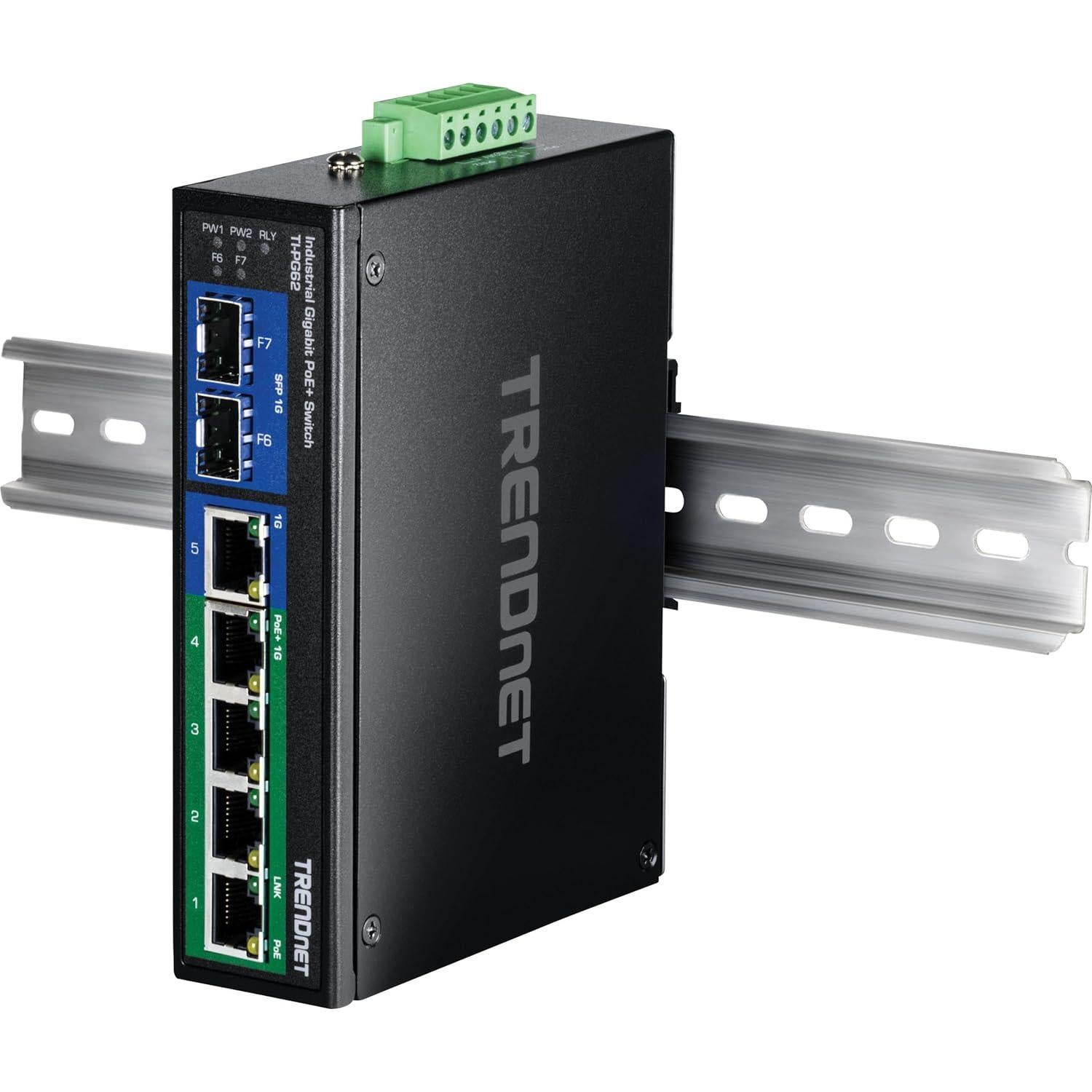 Interruptor Industrial Gigabit PoE+ TRENDnet TI-PG62 7 Puertos