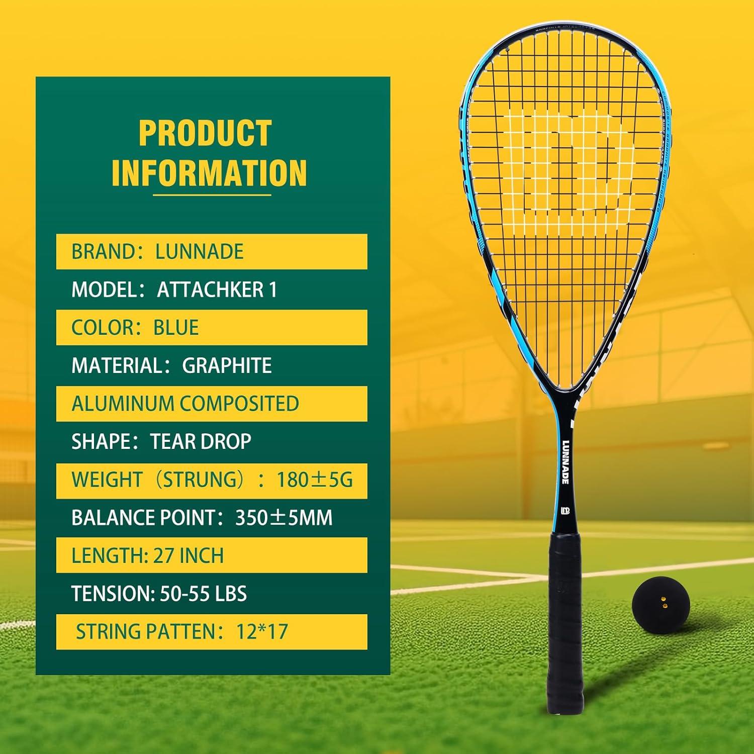 Raqueta de Squash LUNNADE SR01 Azul Fibra de Carbono 27"