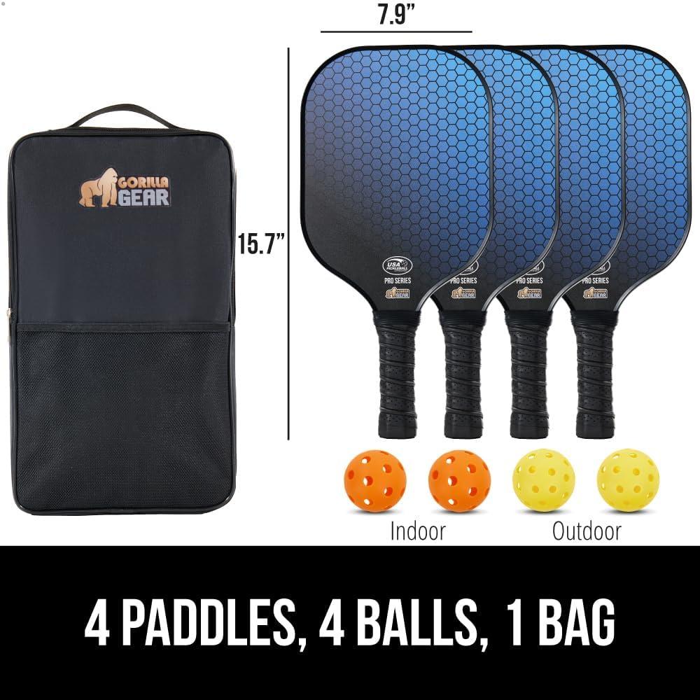 Juego de Pickleball GORILLA GRIP 9 Piezas con Palas y Pelotas