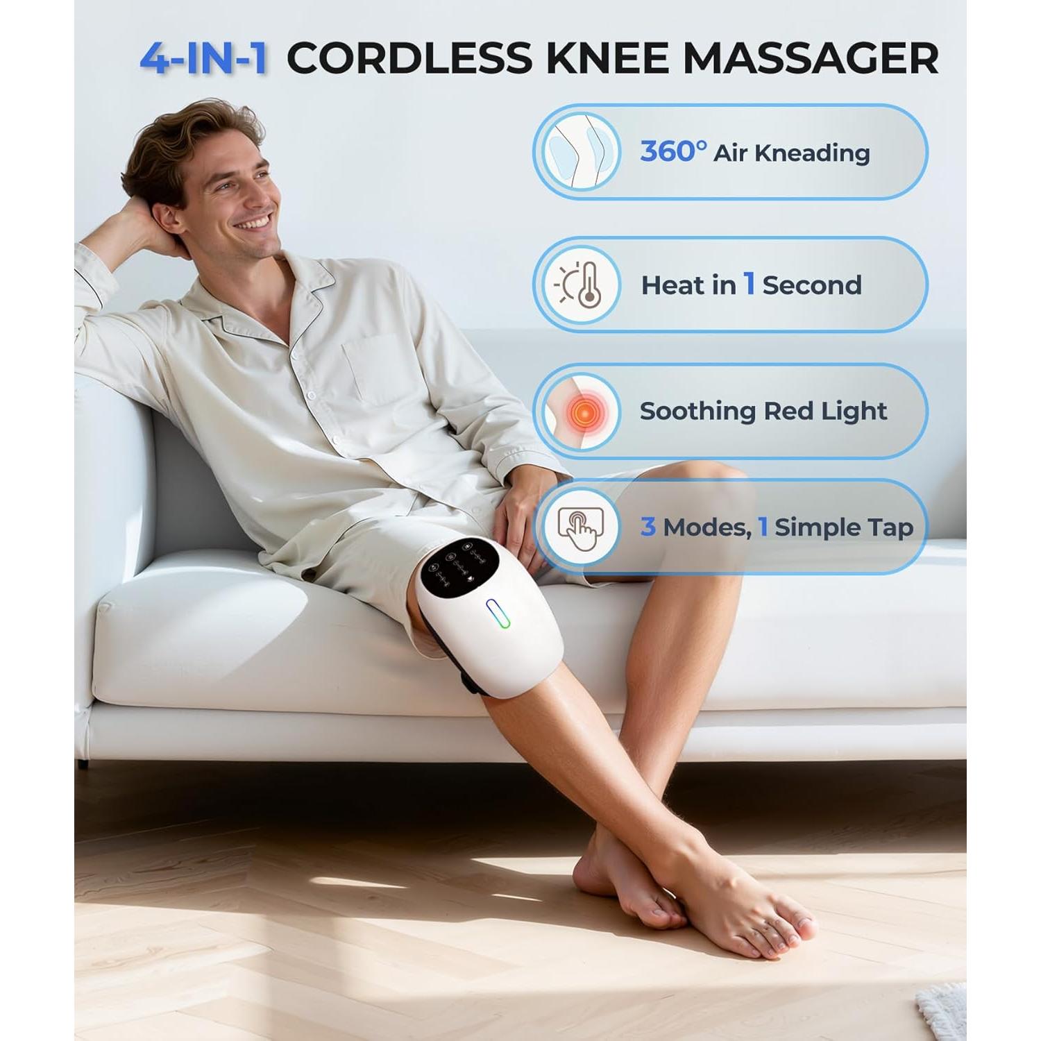 Masajeador de Rodilla Inalámbrico Spatoes-KM-711A con Calor y Luz Roja