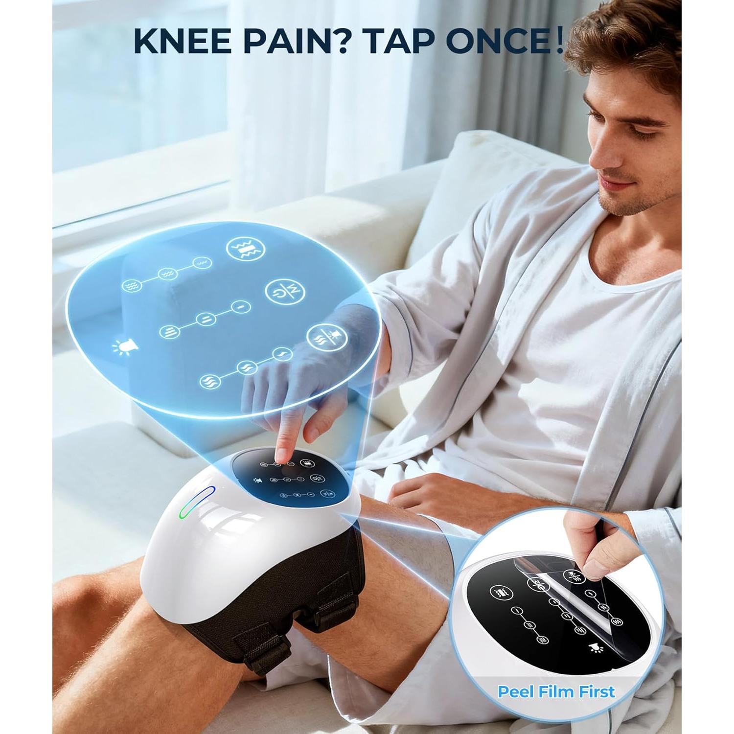 Masajeador de Rodilla Inalámbrico Spatoes-KM-711A con Calor y Luz Roja