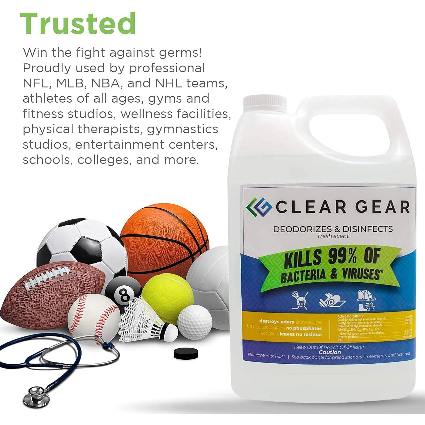 Desinfectante Clear Gear 1 Galón - Limpiador y Desodorante Deportivo